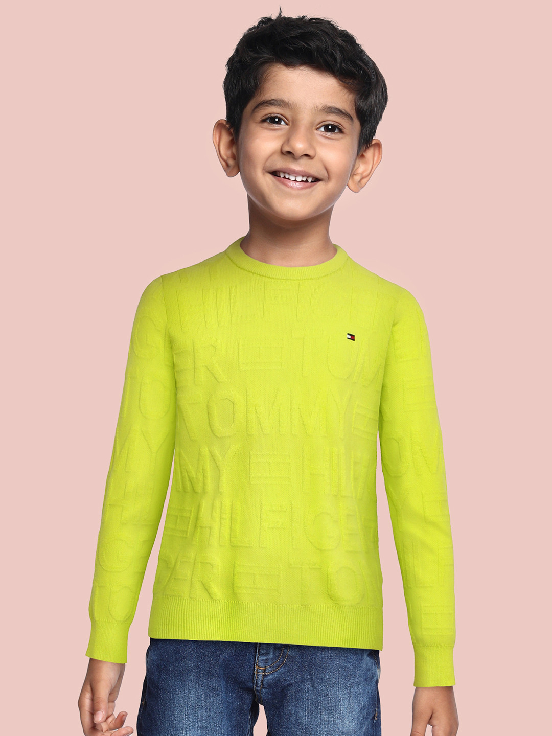 

Tommy Hilfiger Boys Lime Green Self Design Pullover