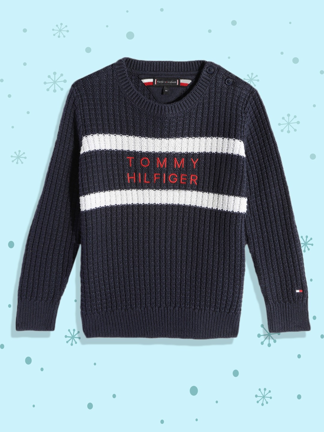 

Tommy Hilfiger Boys Navy Blue & White Brand Logo Embroidered Pullover