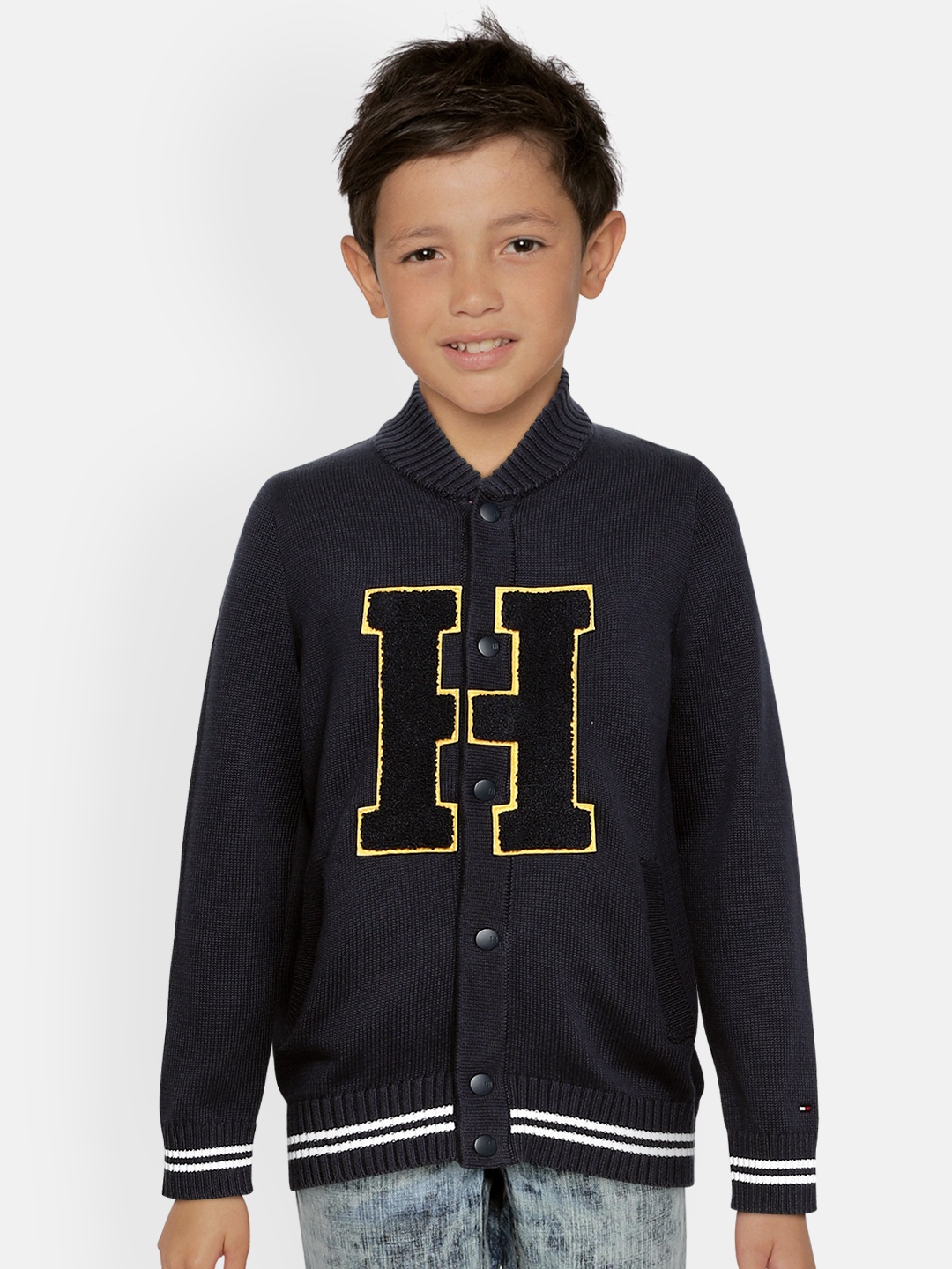 

Tommy Hilfiger Boys Navy Blue Typography Printed Cardigan