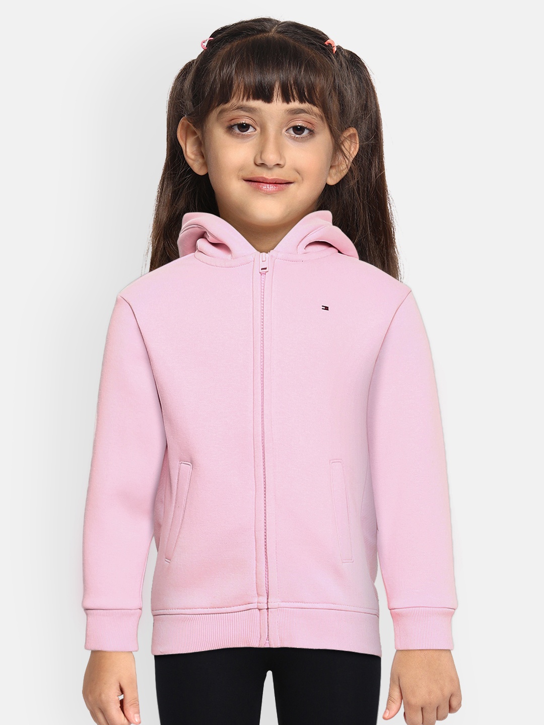 

Tommy Hilfiger Girls Pink Printed Hooded Sweatshirt