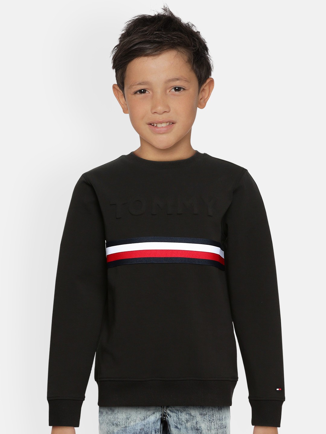 

Tommy Hilfiger Boys Black BB EMBOSSED Typography Printed Sweatshirt