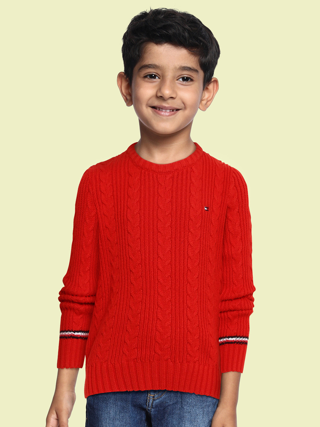 

Tommy Hilfiger Boys Red Cable Knit Pullover