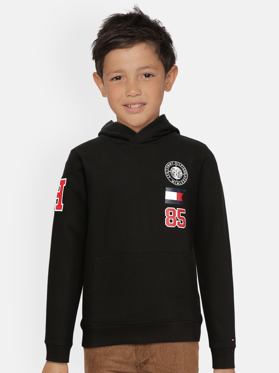 

Tommy Hilfiger Boys Black Printed Organic Cotton Hooded Sweatshirt