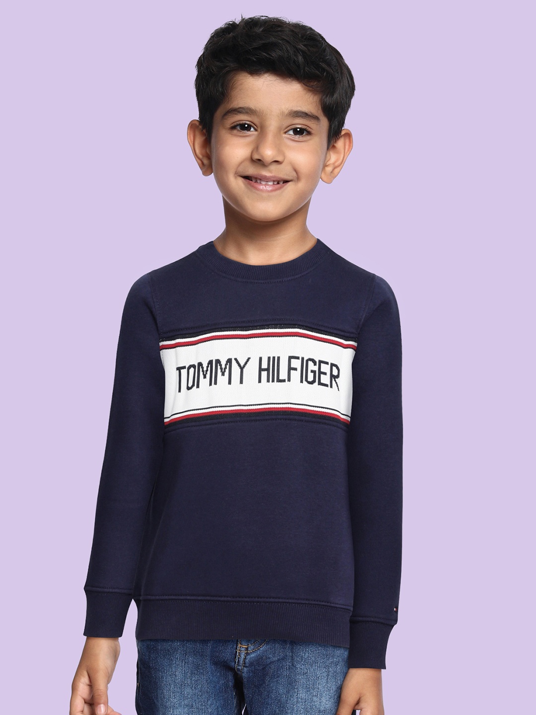 

Tommy Hilfiger Boys Navy Blue Brand Logo Embroidered Sweatshirt