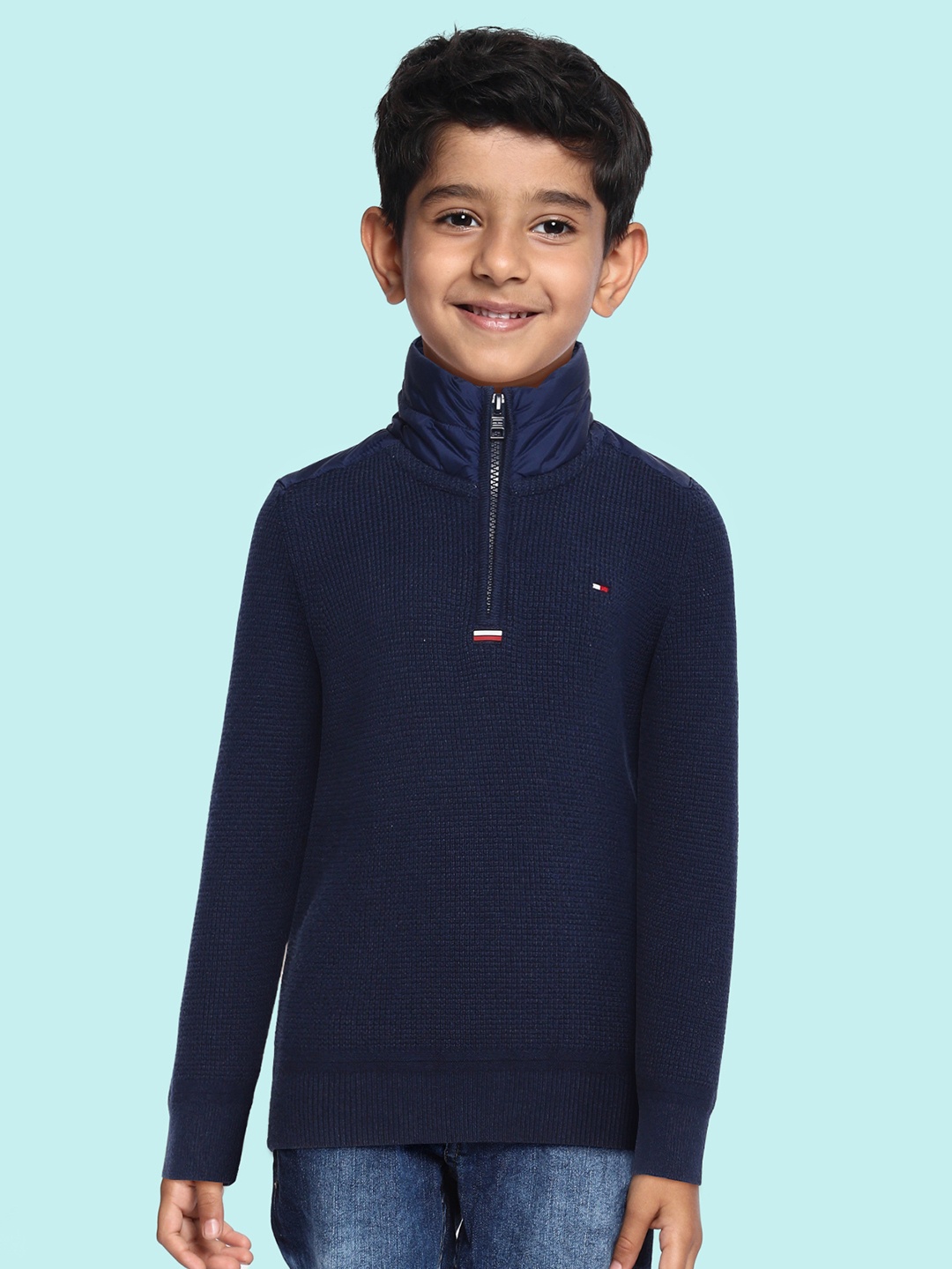 

Tommy Hilfiger Boys Navy Blue Self Design Sweatshirt