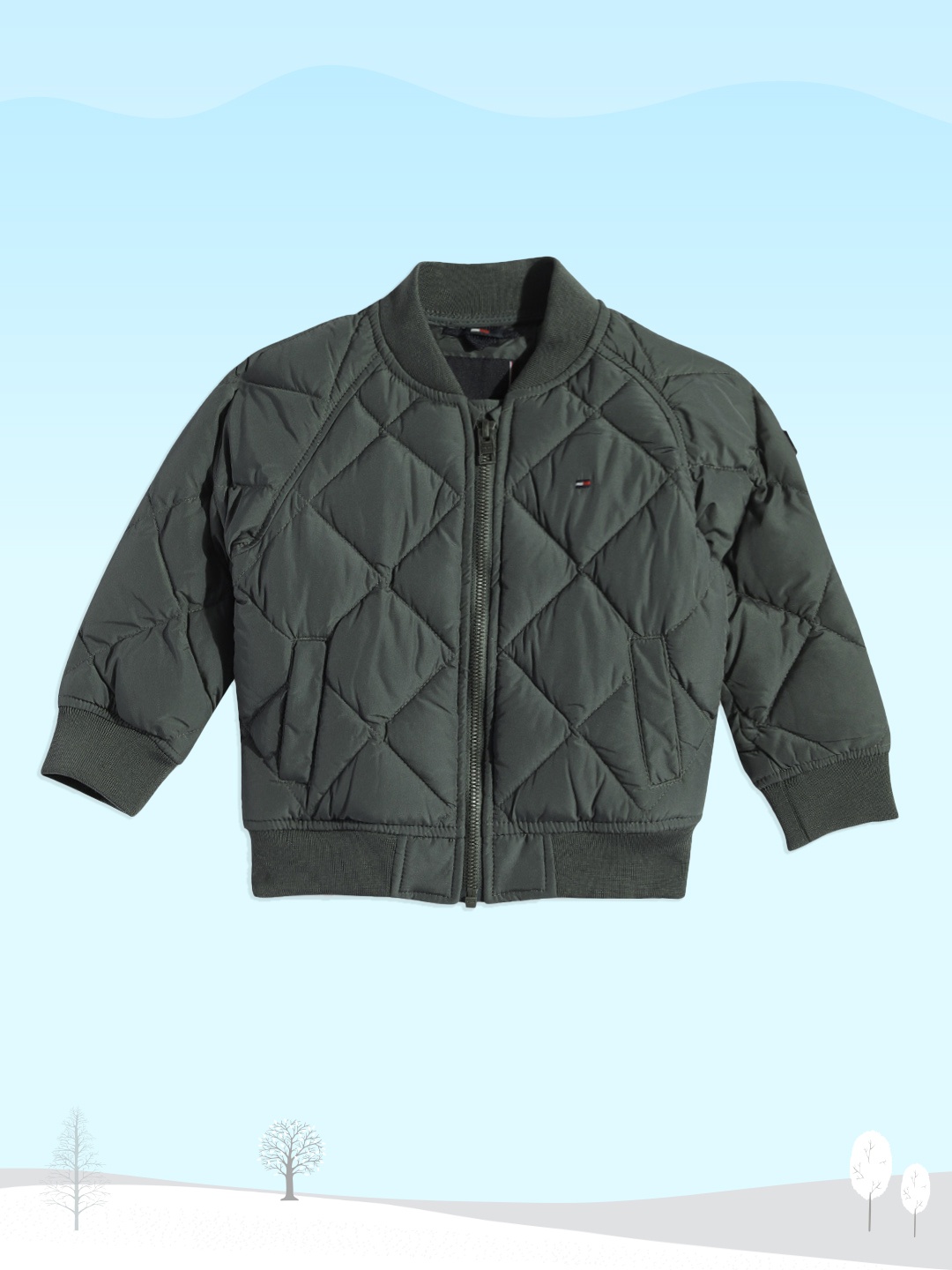 

Tommy Hilfiger Boys Light Green Quilted Bomber Jacket