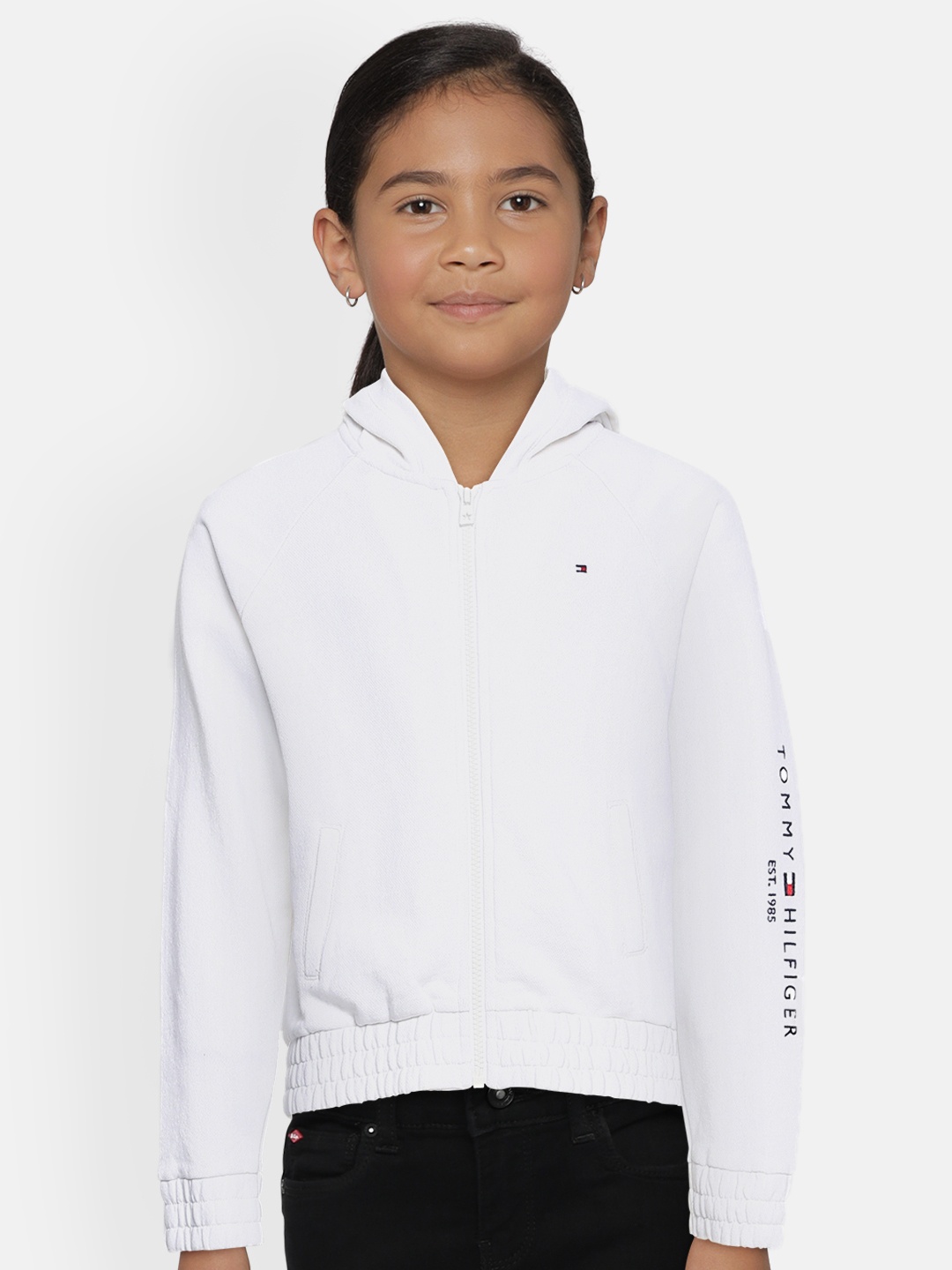 

Tommy Hilfiger Girls White Hooded Cotton Sweatshirt