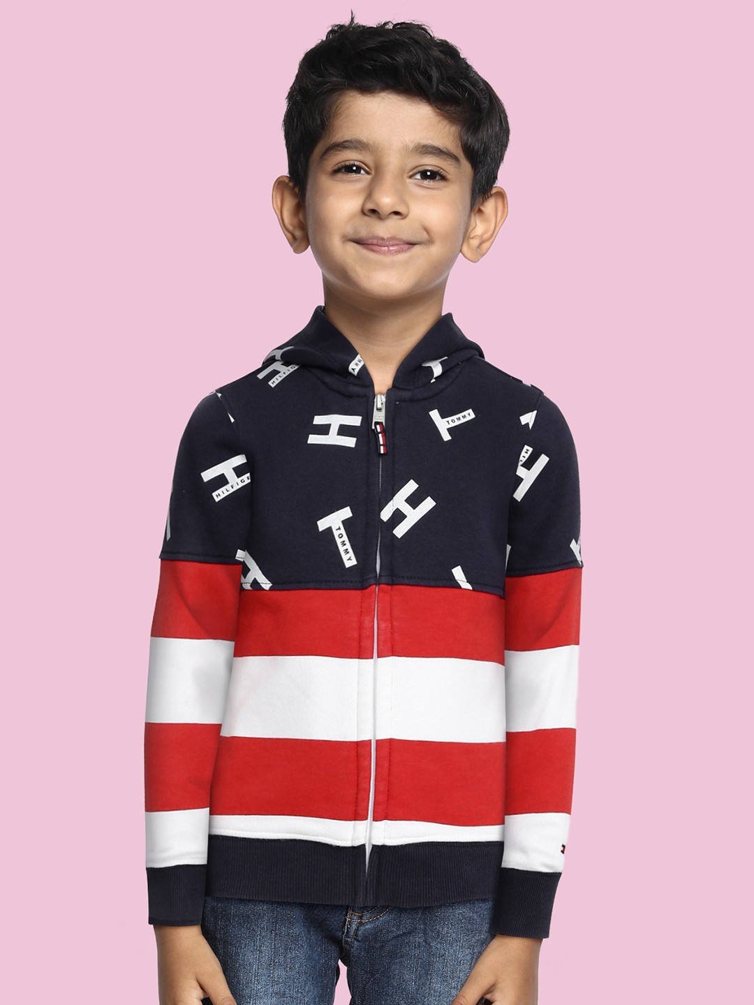 

Tommy Hilfiger Boys Red Colourblocked Hooded Sweatshirt