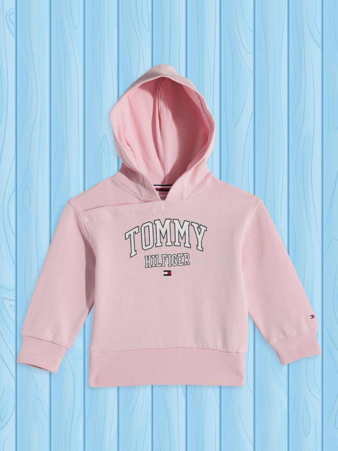 

Tommy Hilfiger Girls Pink Printed Hooded Sweatshirt