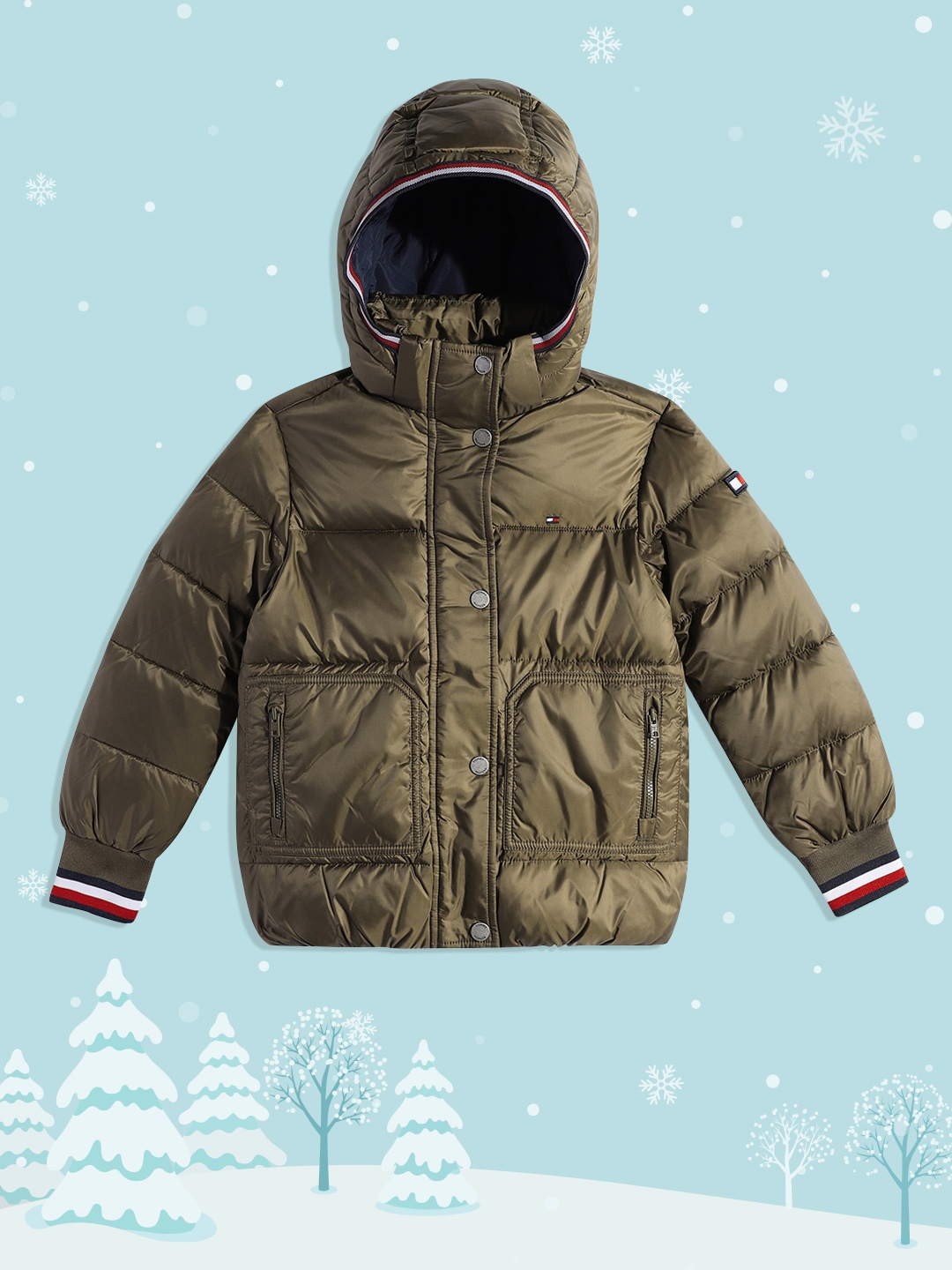 

Tommy Hilfiger Girls Olive Green Lightweight Puffer Jacket