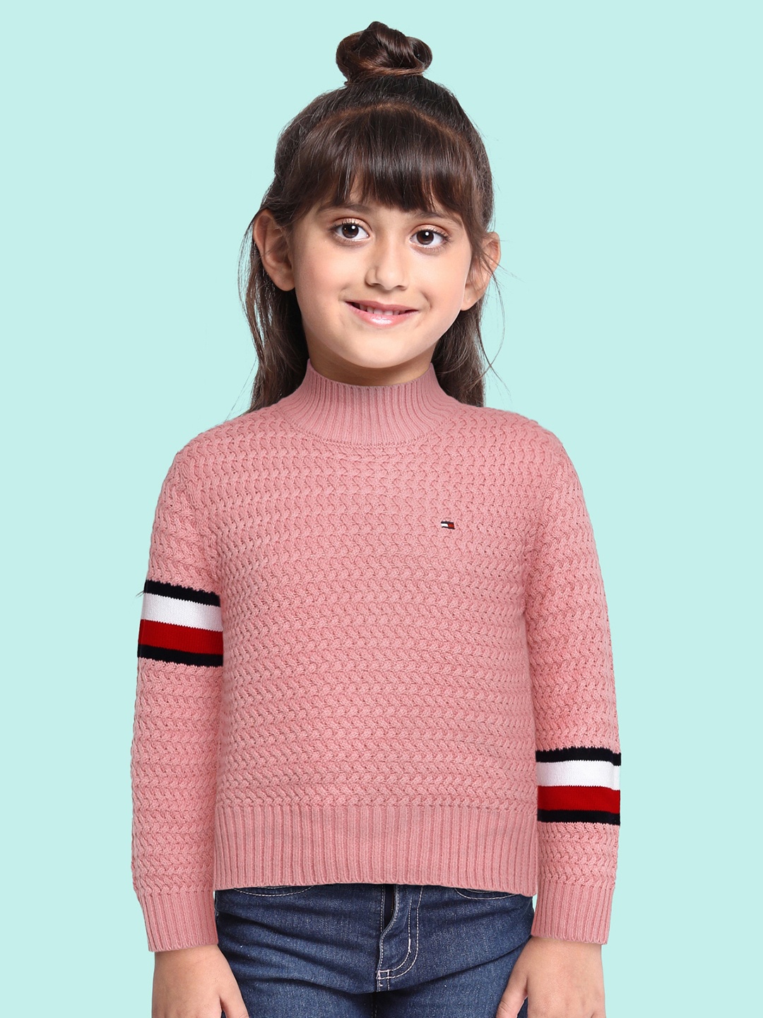 

Tommy Hilfiger Girls Pink Cable Knit Pullover