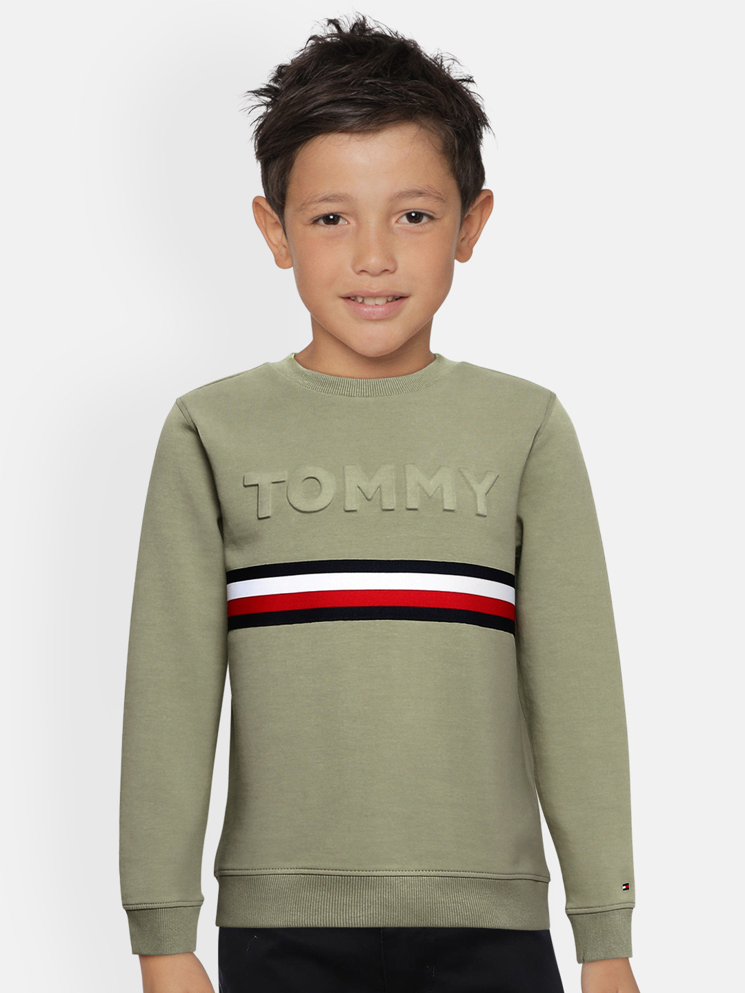 

Tommy Hilfiger Boys Olive Green Embossed Sweatshirt