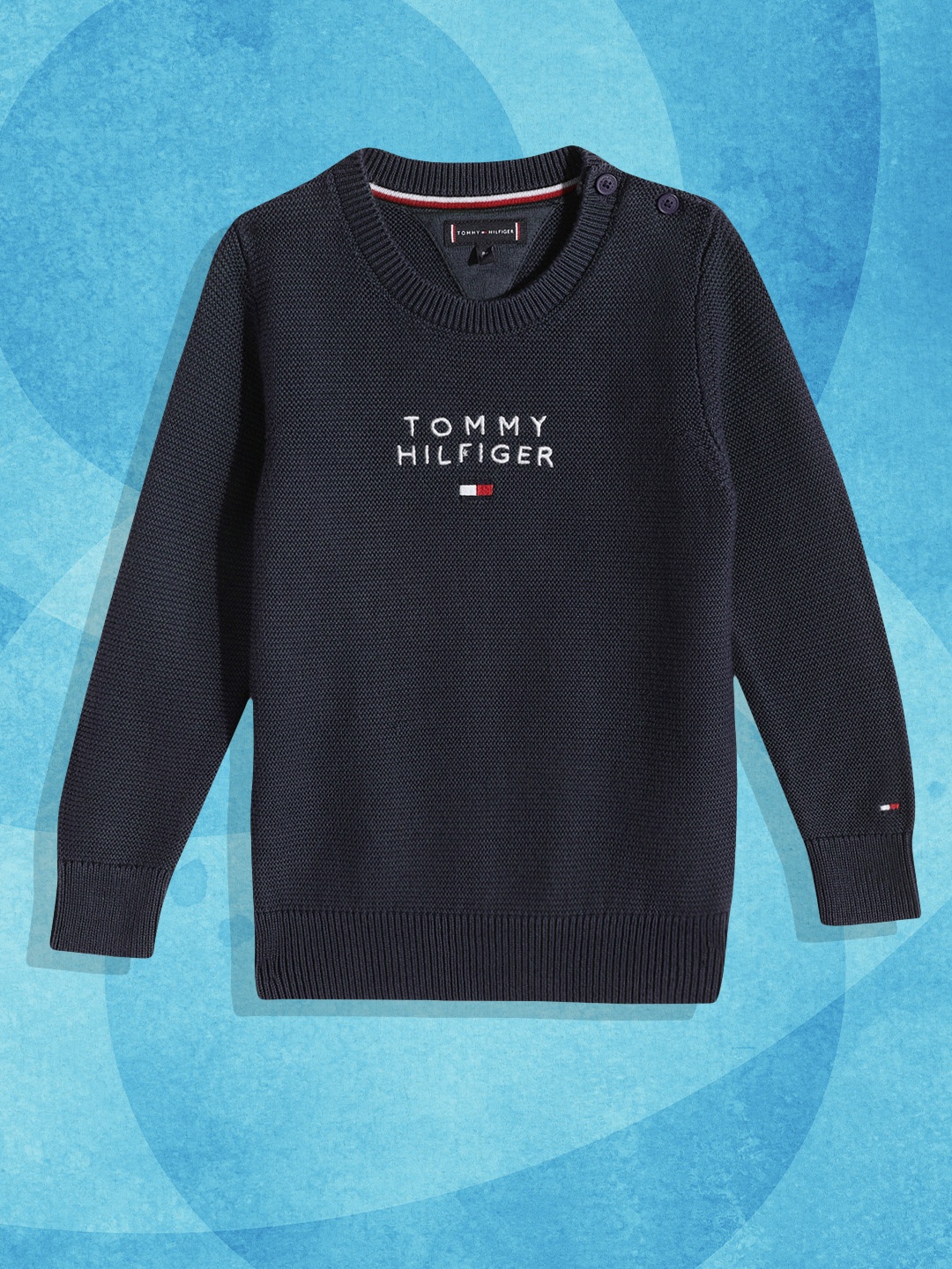 

Tommy Hilfiger Boys Navy Blue Brand Logo Embroidered Organic Cotton Pullover