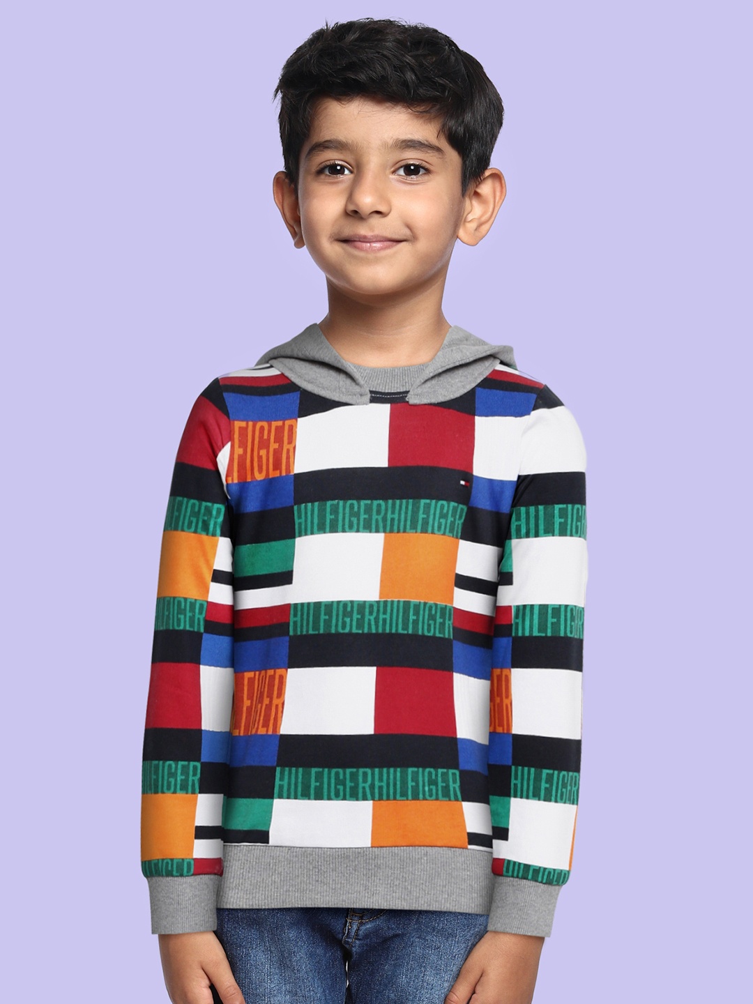 

Tommy Hilfiger Boys Multicoloured Printed Hooded Sweatshirt, Multi