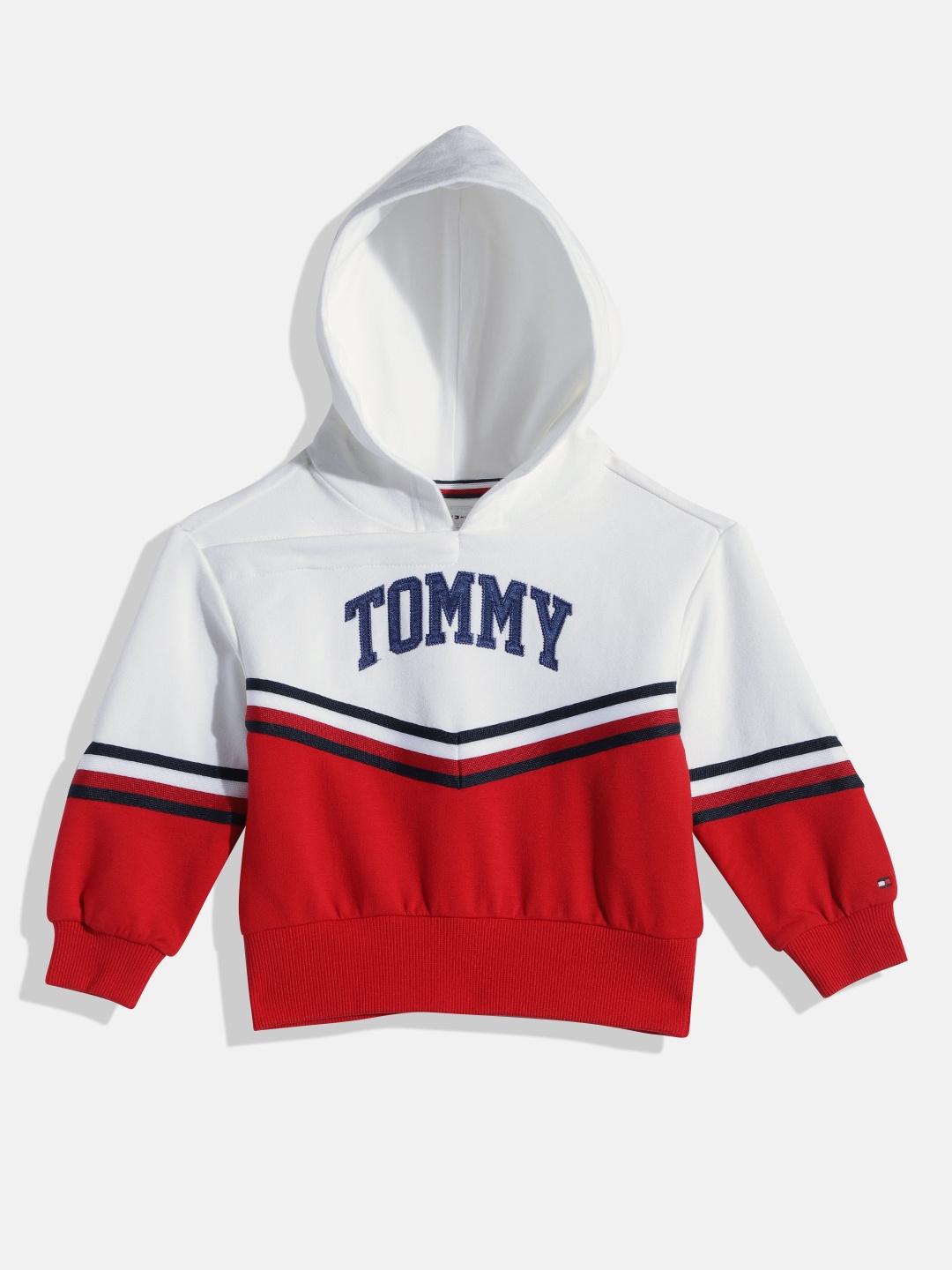 

Tommy Hilfiger Girls Red Colourblocked Hooded Sweatshirt