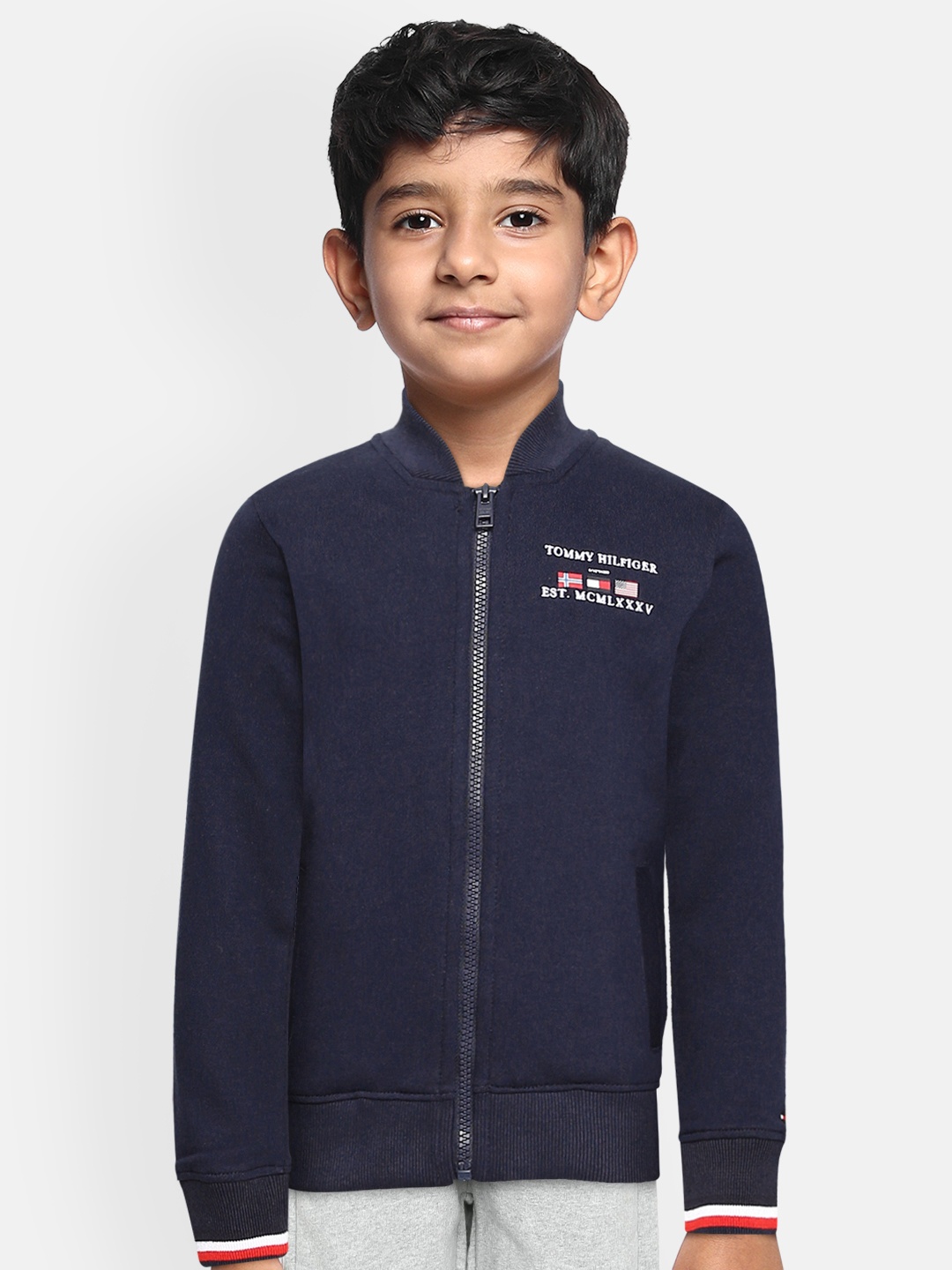 

Tommy Hilfiger Boys Navy Blue Mandarin Collar Sweatshirt