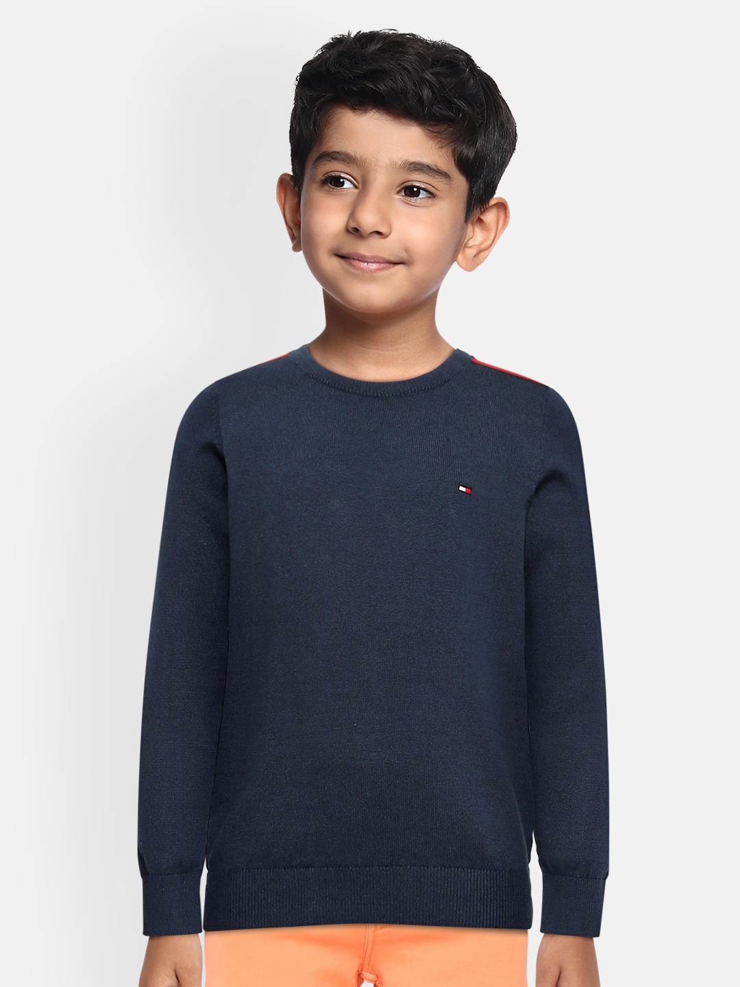 

Tommy Hilfiger Boys Navy Blue Solid Pure Cotton Pullover