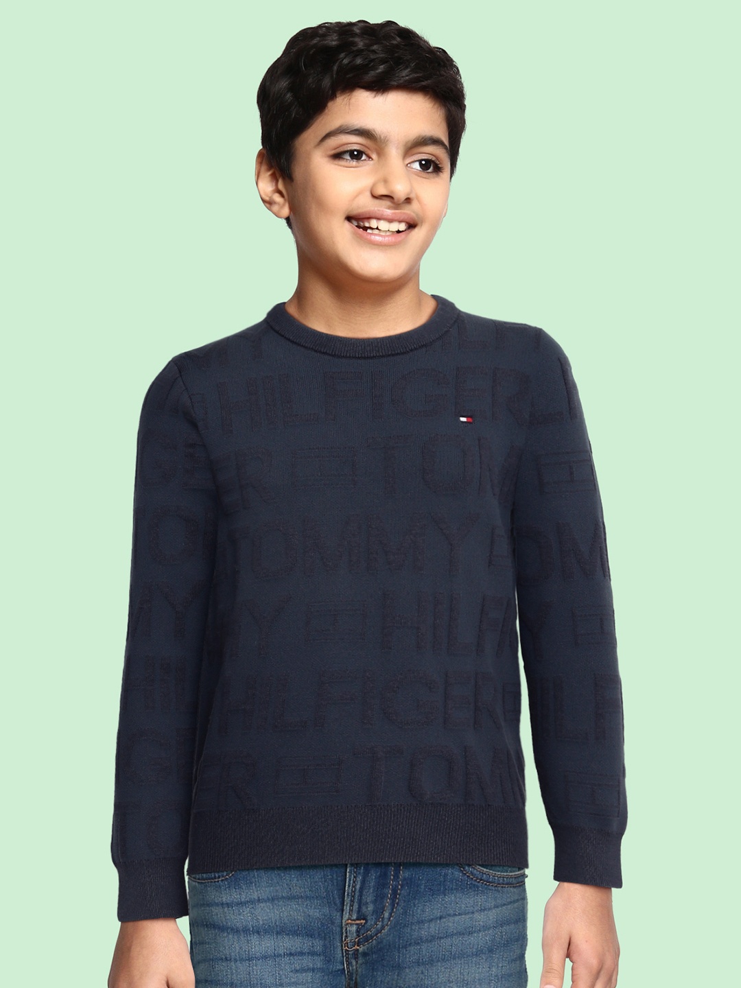 

Tommy Hilfiger Boys Navy Blue Self Design Pullover