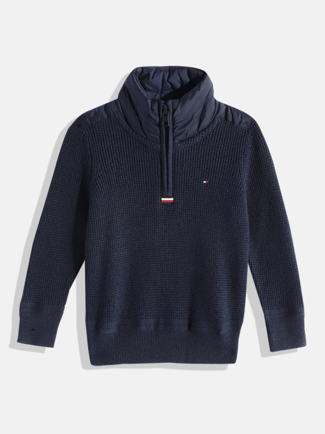 

Tommy Hilfiger Boys Navy Blue Solid Front Open Sweater