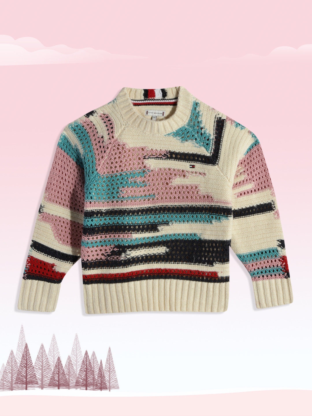 

Tommy Hilfiger Girls Off White & Pink Pullover