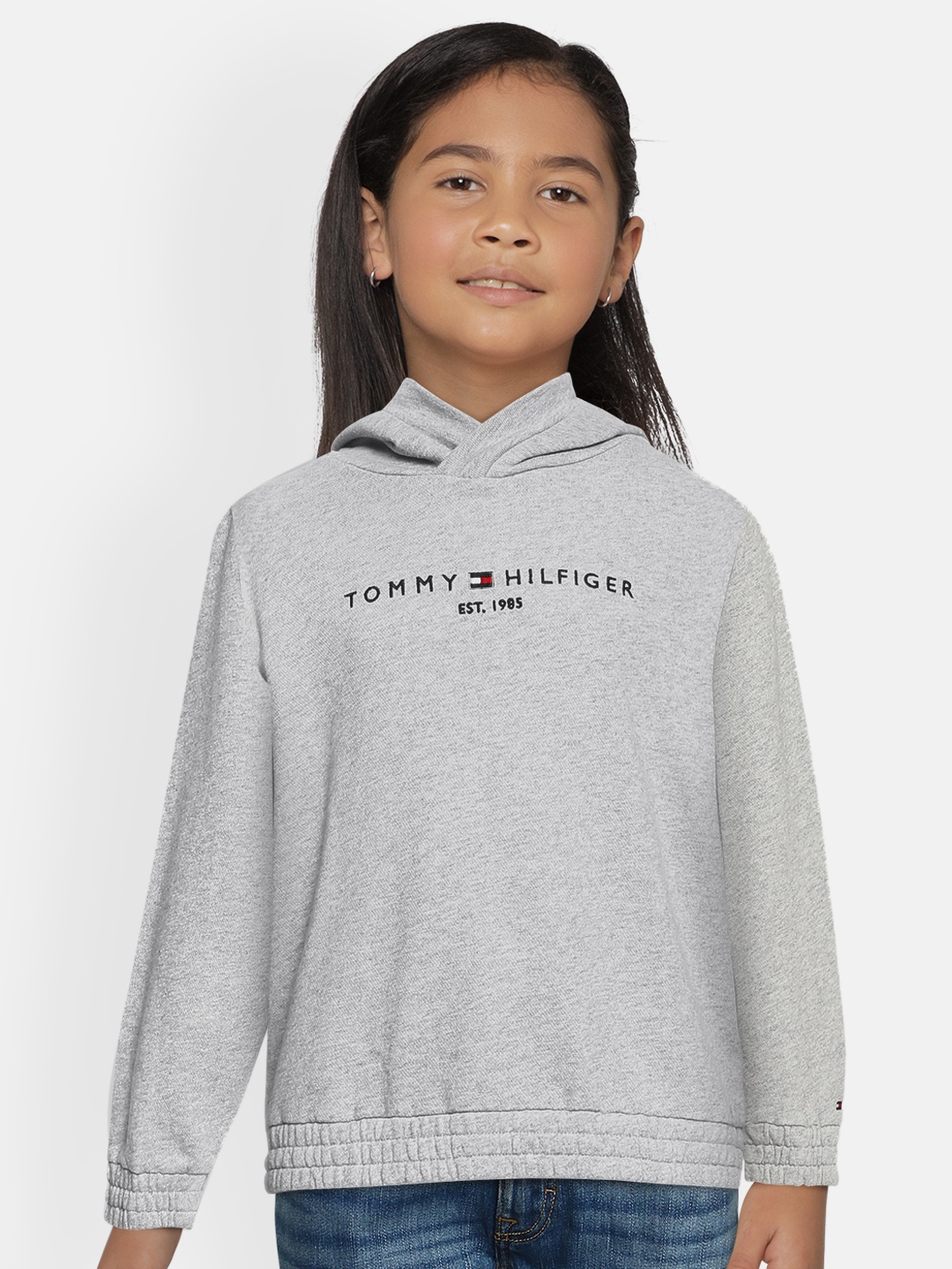 

Tommy Hilfiger Girls Grey Embroidered Organic Cotton Hooded Sweatshirt