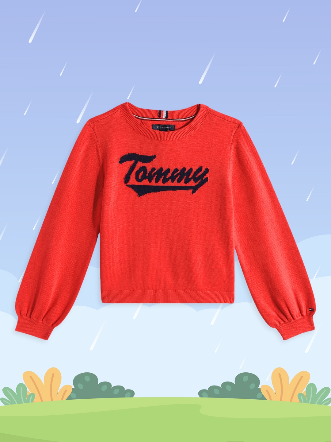 Tommy Hilfiger Girls Red Brand Logo Pure Cotton Pullover