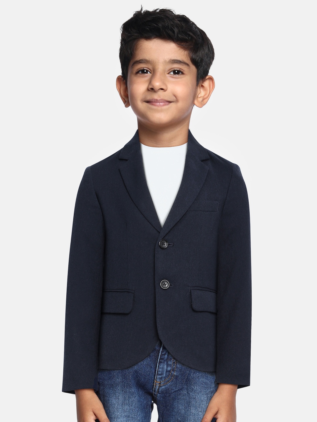 

Tommy Hilfiger Boys Navy Blue Solid Single-Breasted Casual Blazer