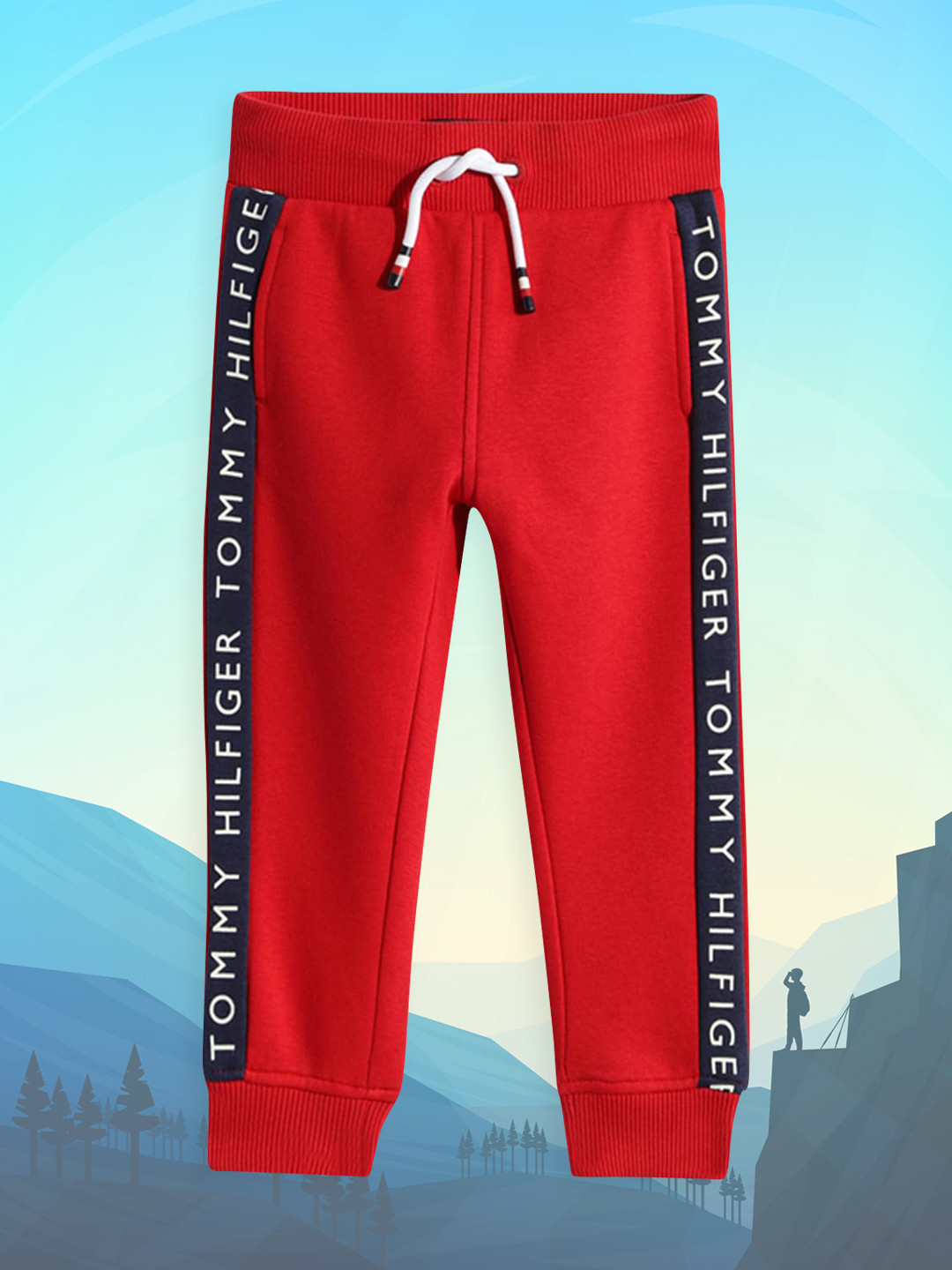

Tommy Hilfiger Boys Red Brand Logo Printed Joggers