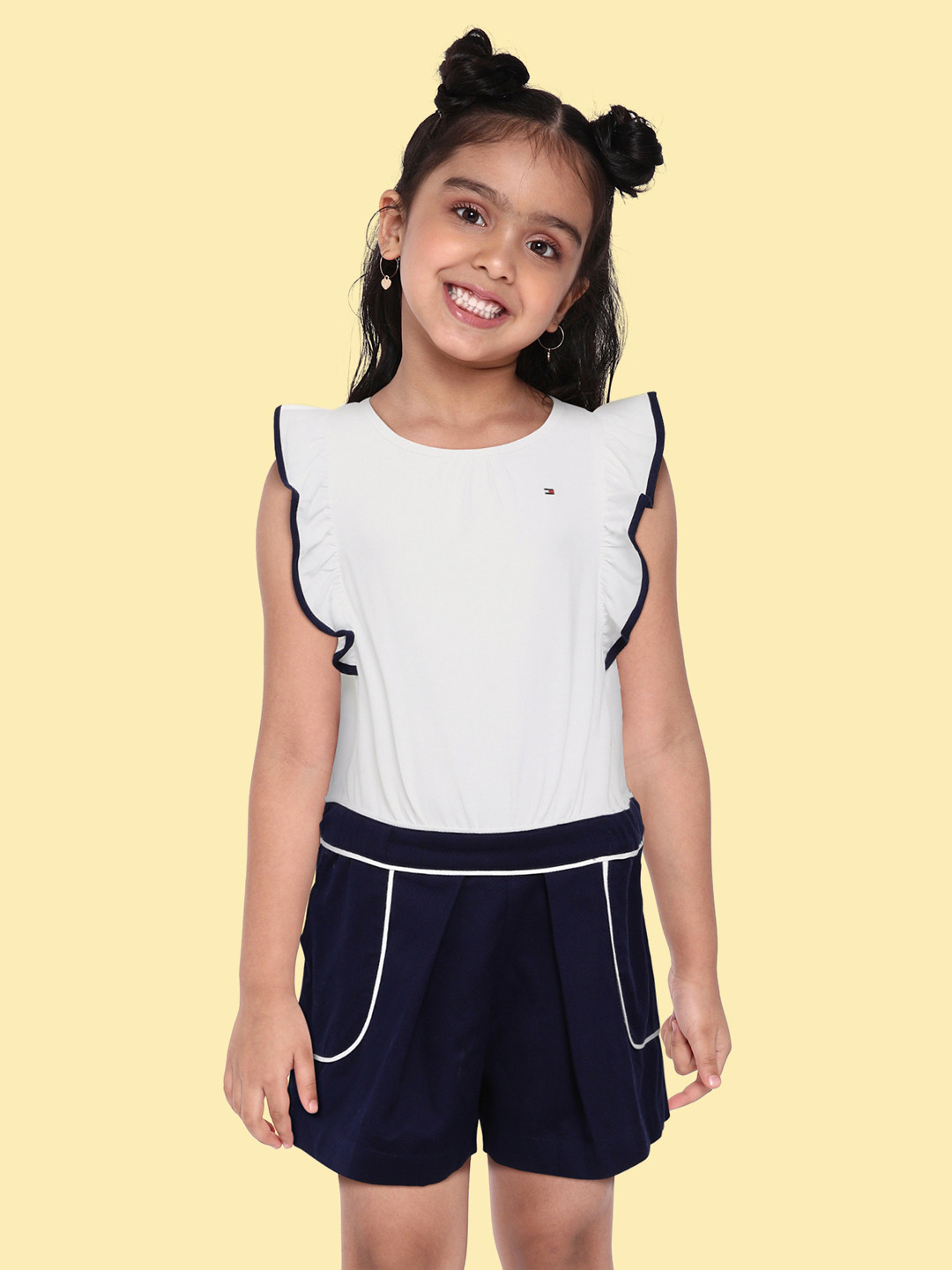 

Tommy Hilfiger Girls White & Navy Blue Playsuit