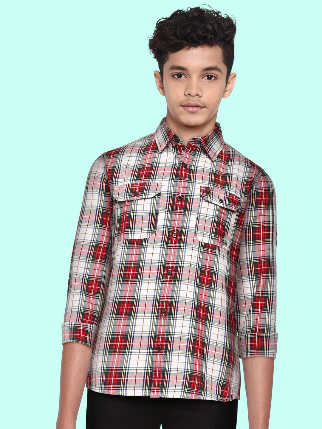 

Tommy Hilfiger Boys Red Tartan Checked Pure Cotton Casual Shirt