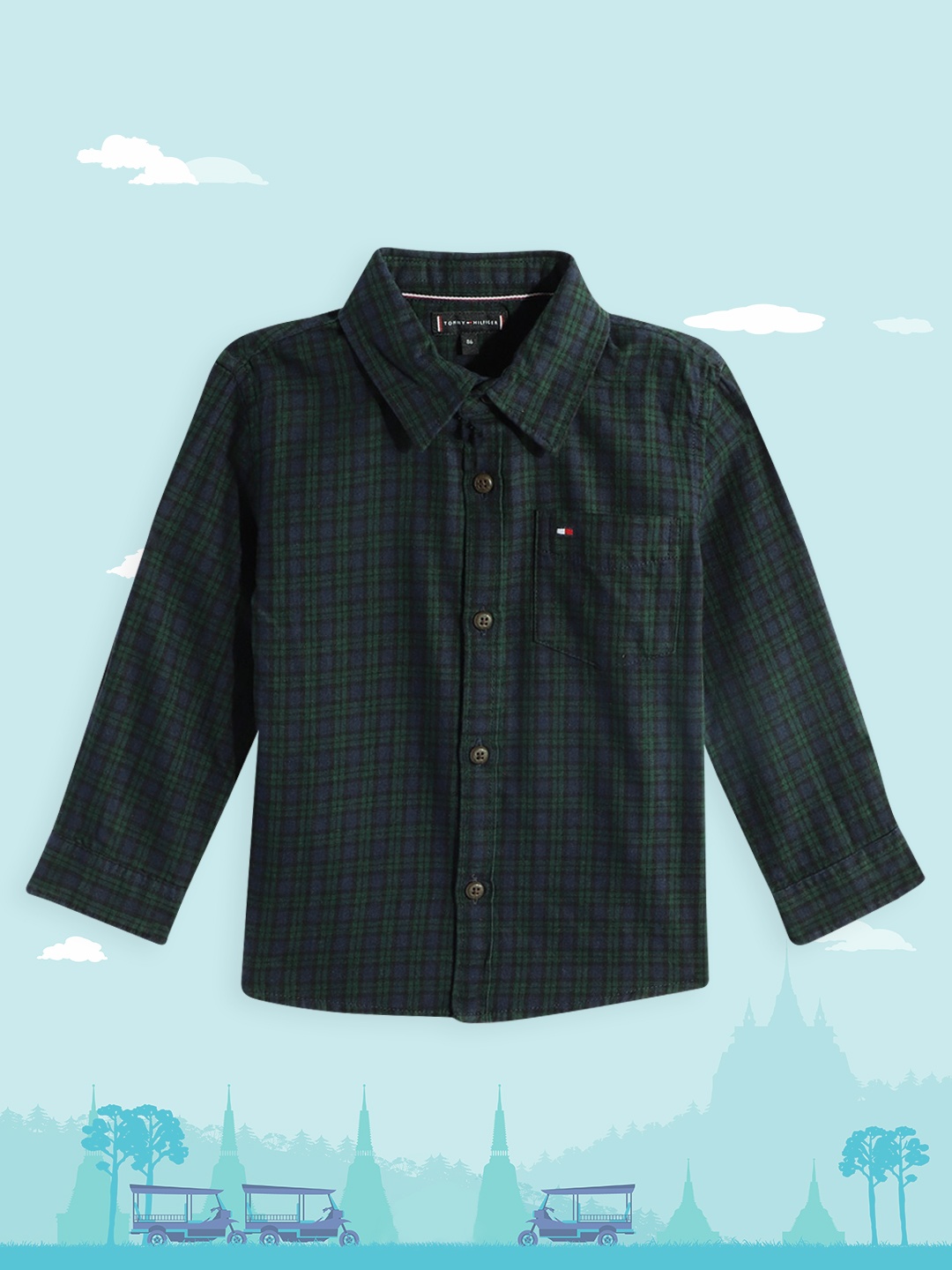 

Tommy Hilfiger Boys Green Tartan Checked Pure Cotton Casual Shirt