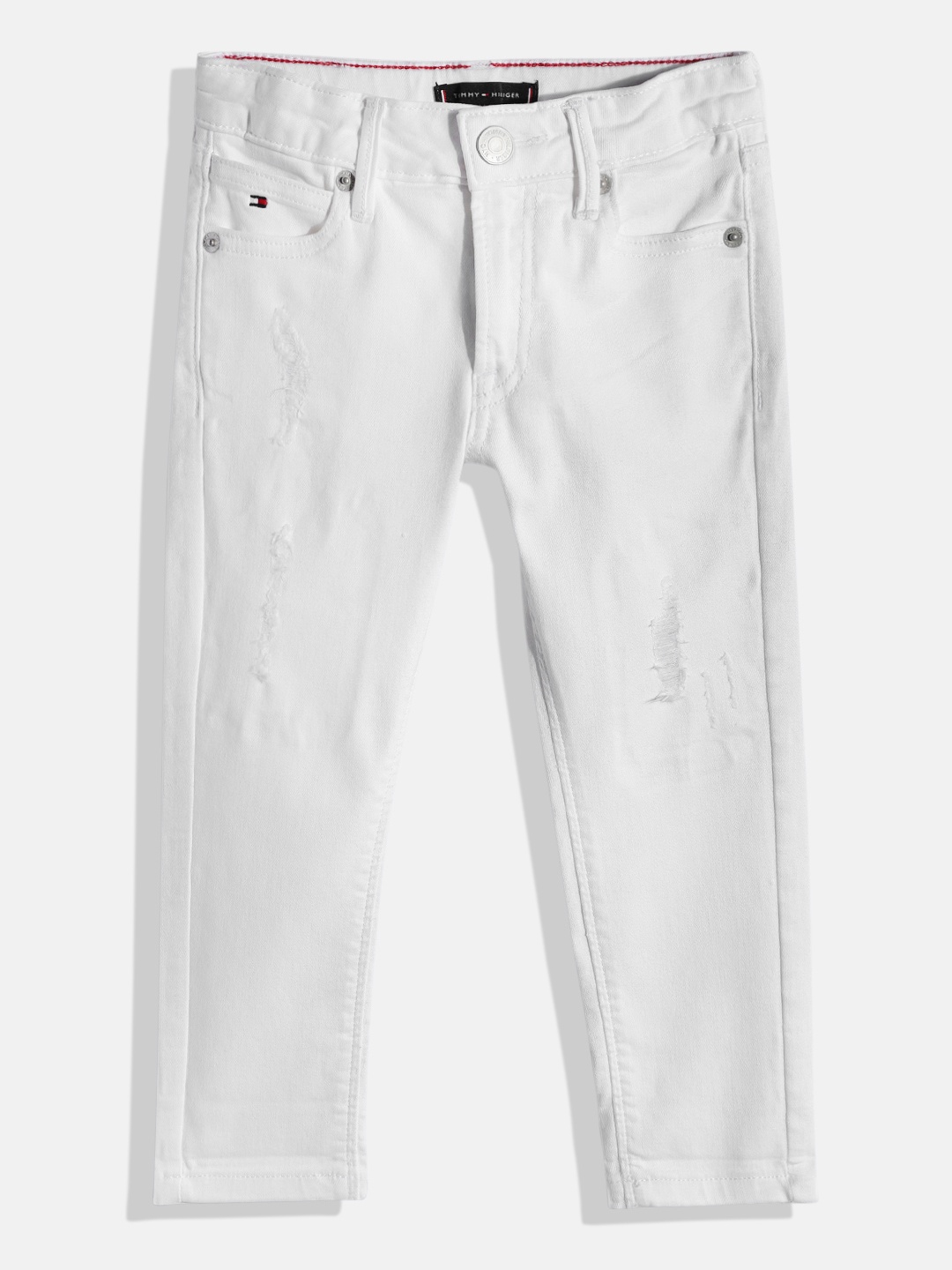 

Tommy Hilfiger Boys White Straight Fit Mildly Distressed Stretchable Jeans