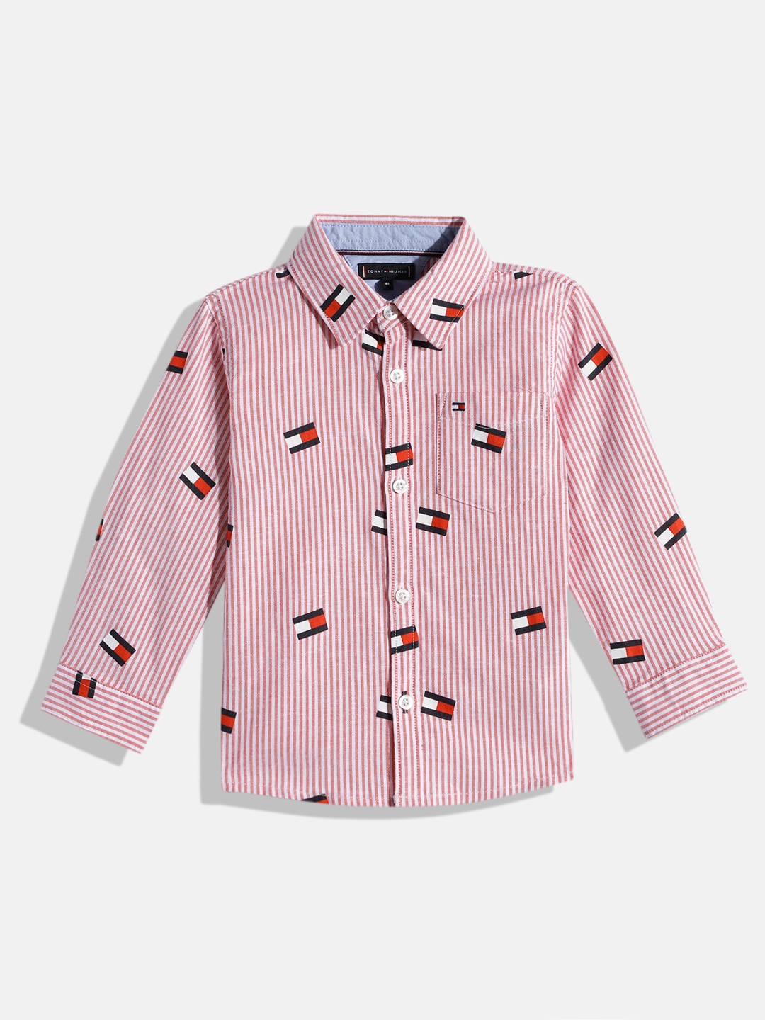 

Tommy Hilfiger Boys Red Striped Casual Shirt