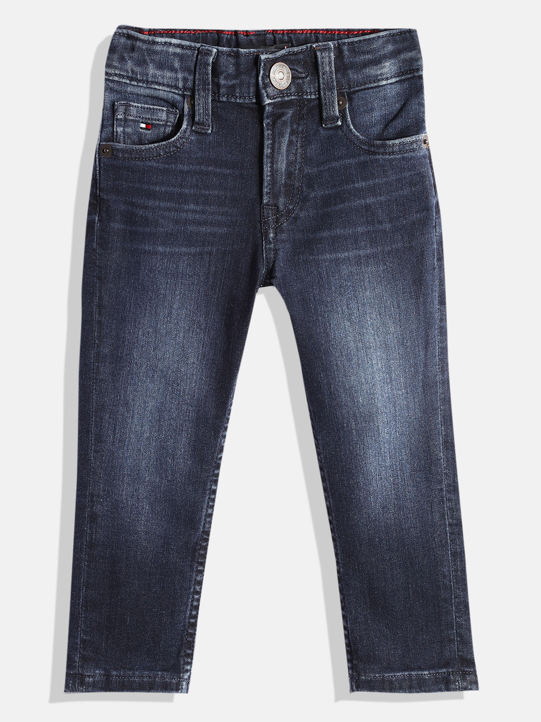 

Tommy Hilfiger Boys Navy Blue Slim Fit Heavy Fade Stretchable Jeans