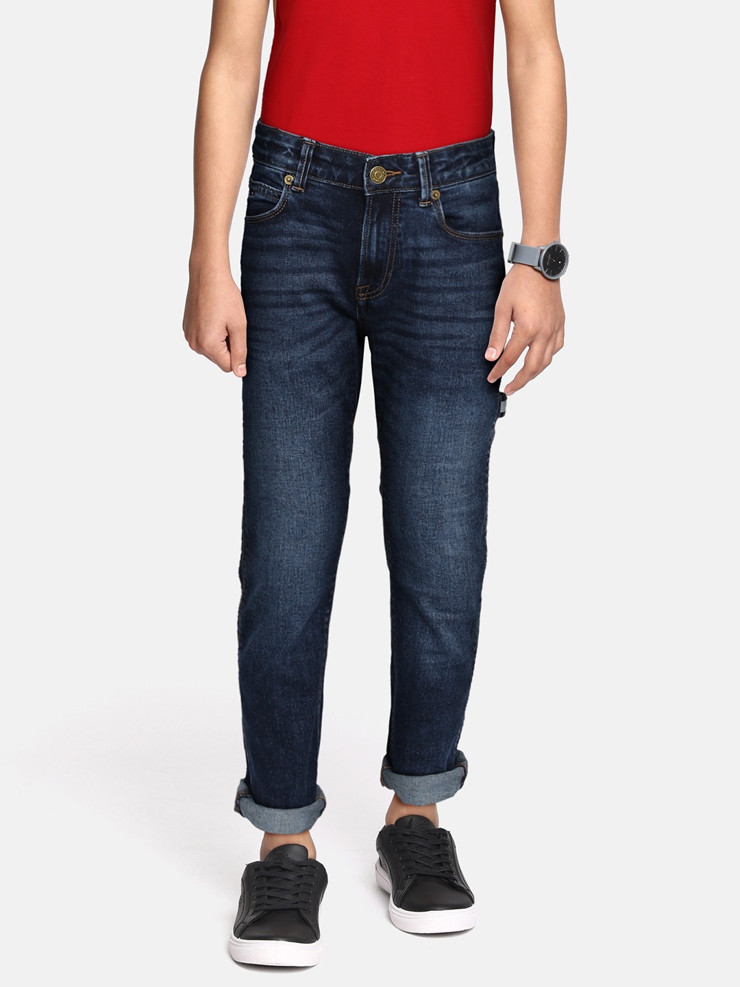 

Tommy Hilfiger Boys Navy Blue Straight Fit Heavy Fade Stretchable Jeans