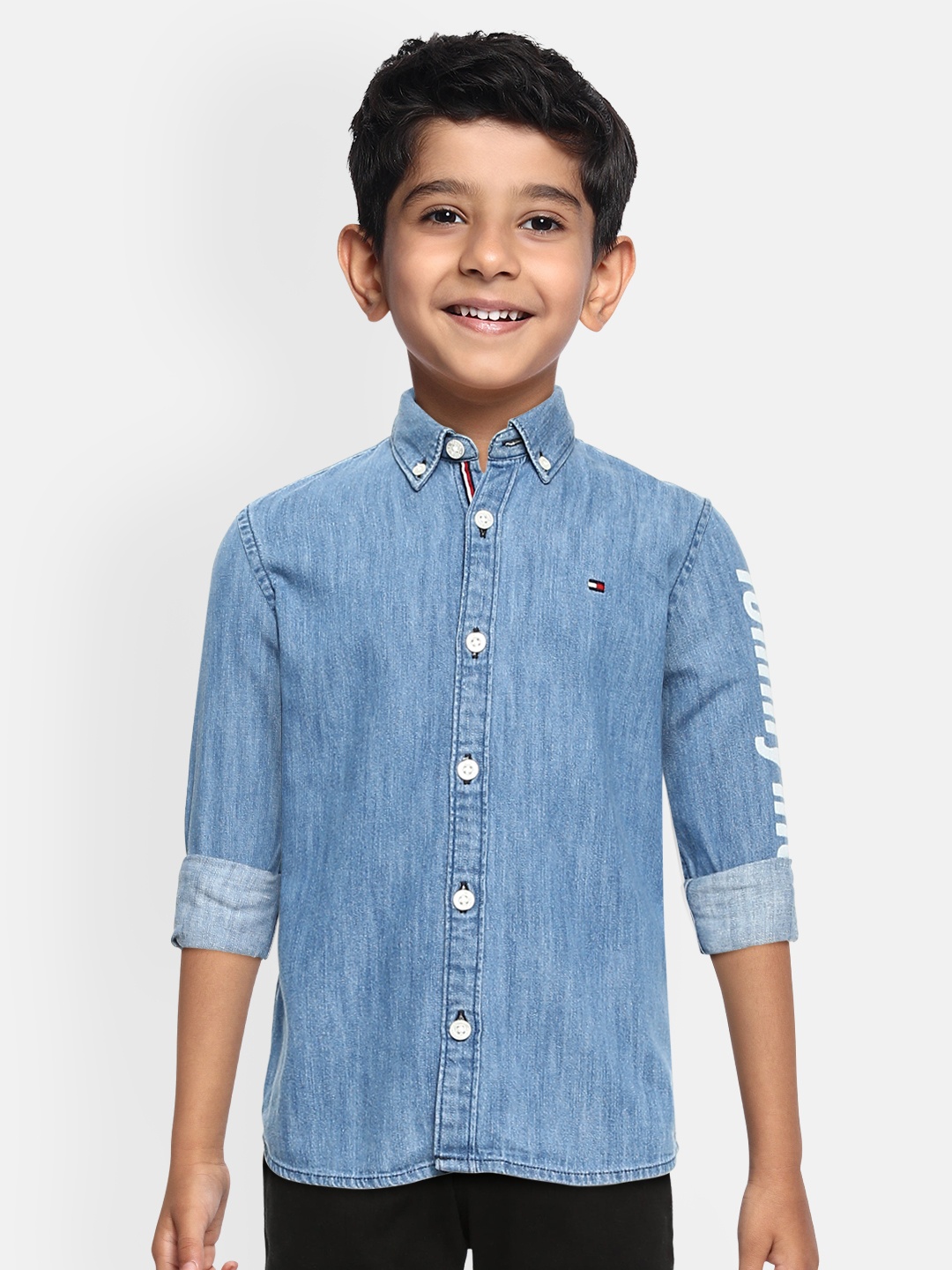 

Tommy Hilfiger Boys Blue Printed Pure Cotton Casual Shirt