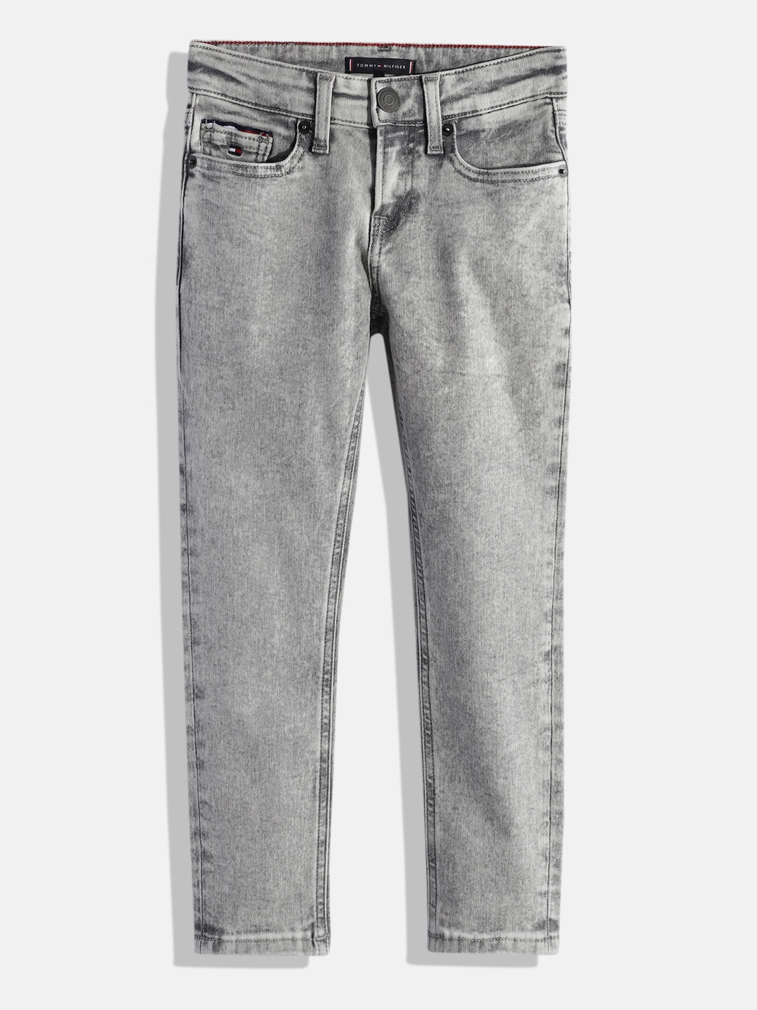 

Tommy Hilfiger Boys Grey Slim Fit Heavy Fade Acid Wash Stretchable Jeans