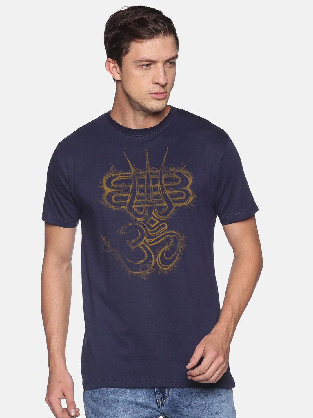

MASH UNLIMITED Men Navy Blue Printed Slim Fit T-shirt