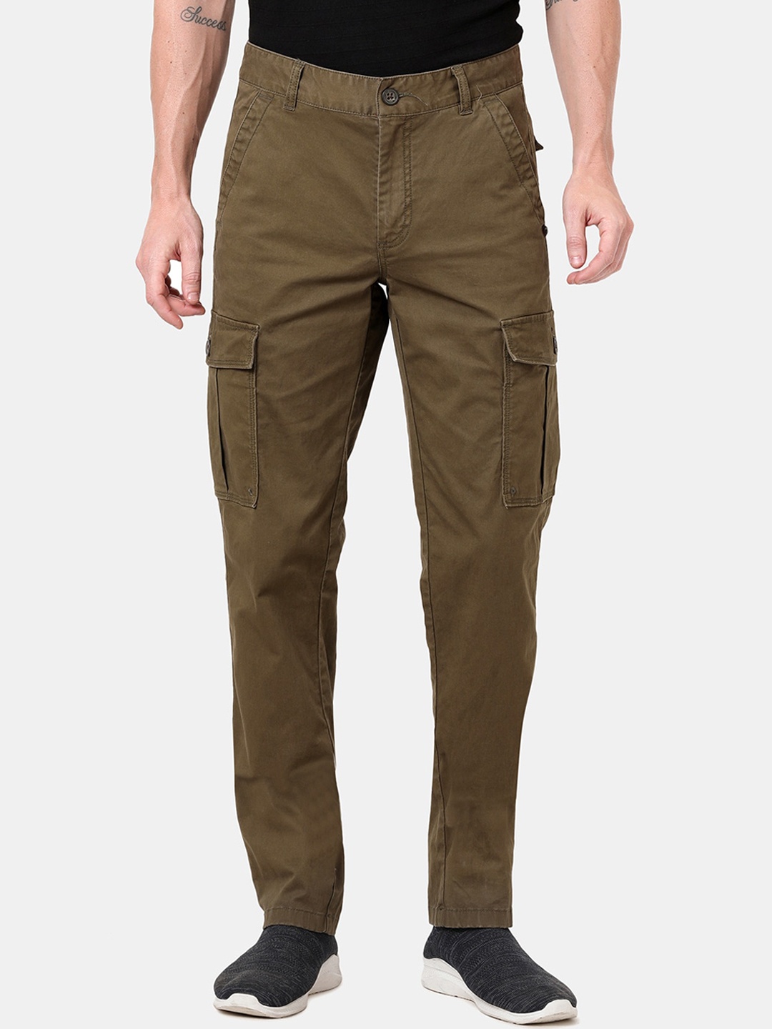 

t-base Men Olive Green Slim Fit Cargos Trousers