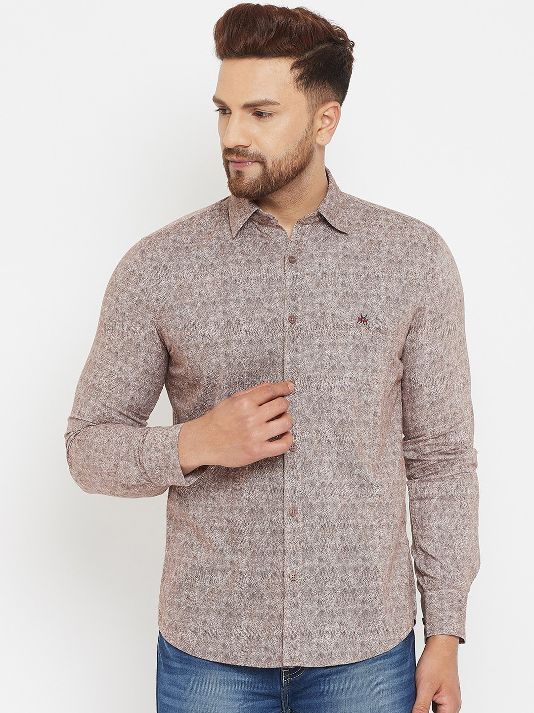 

Crimsoune Club Men Brown Slim Fit Printed Casual Shirt