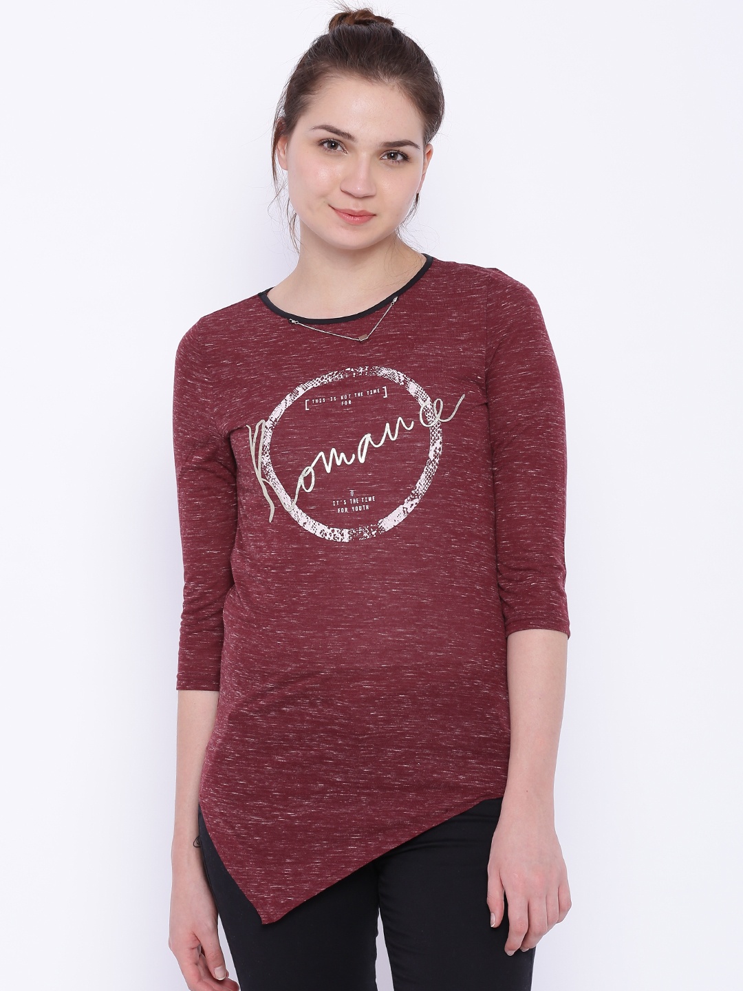 

Deal Jeans Women Maroon Printed Regular Top