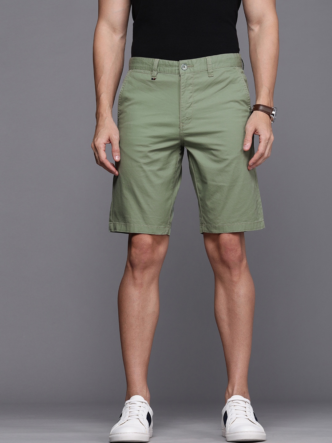 

Louis Philippe Sport Men Olive Green Slim Fit Chino Shorts