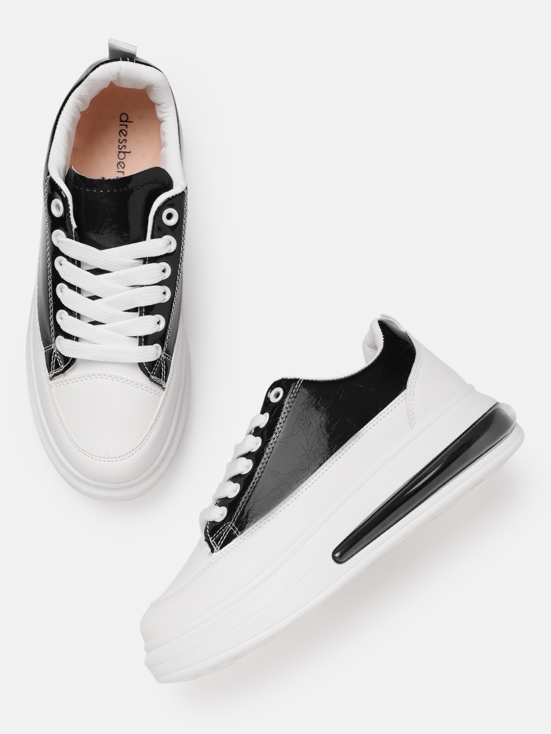 

DressBerry Women White & Black Colourblocked Sneakers