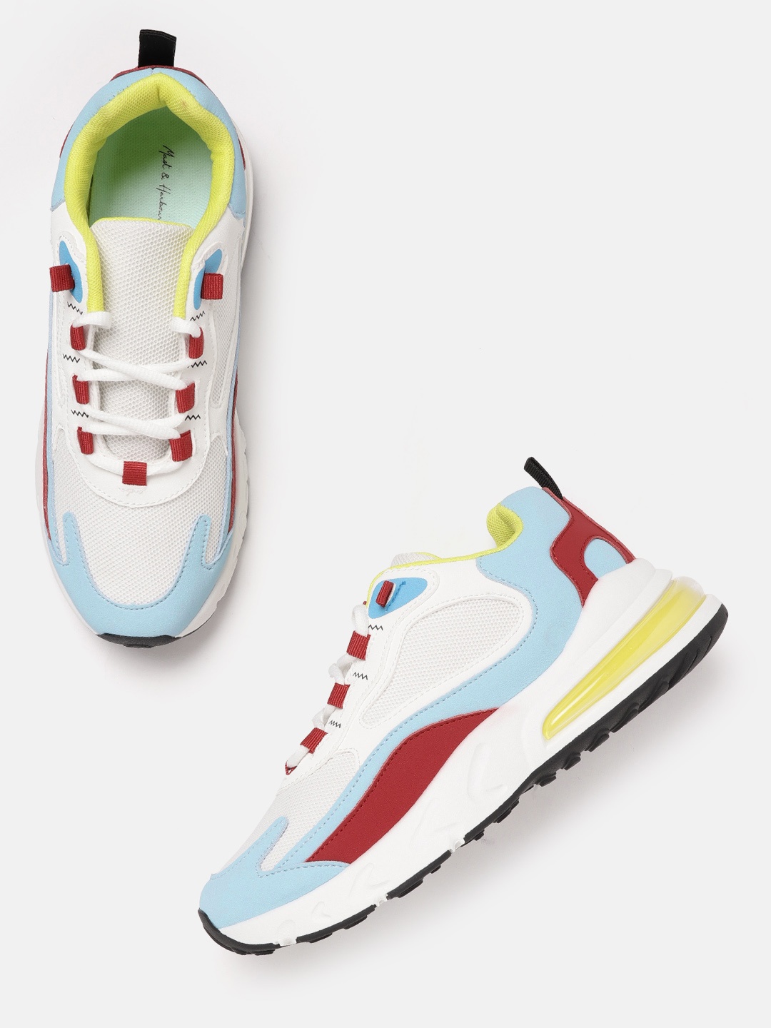

Mast & Harbour Women White & Blue Colourblocked Chunky Sneakers