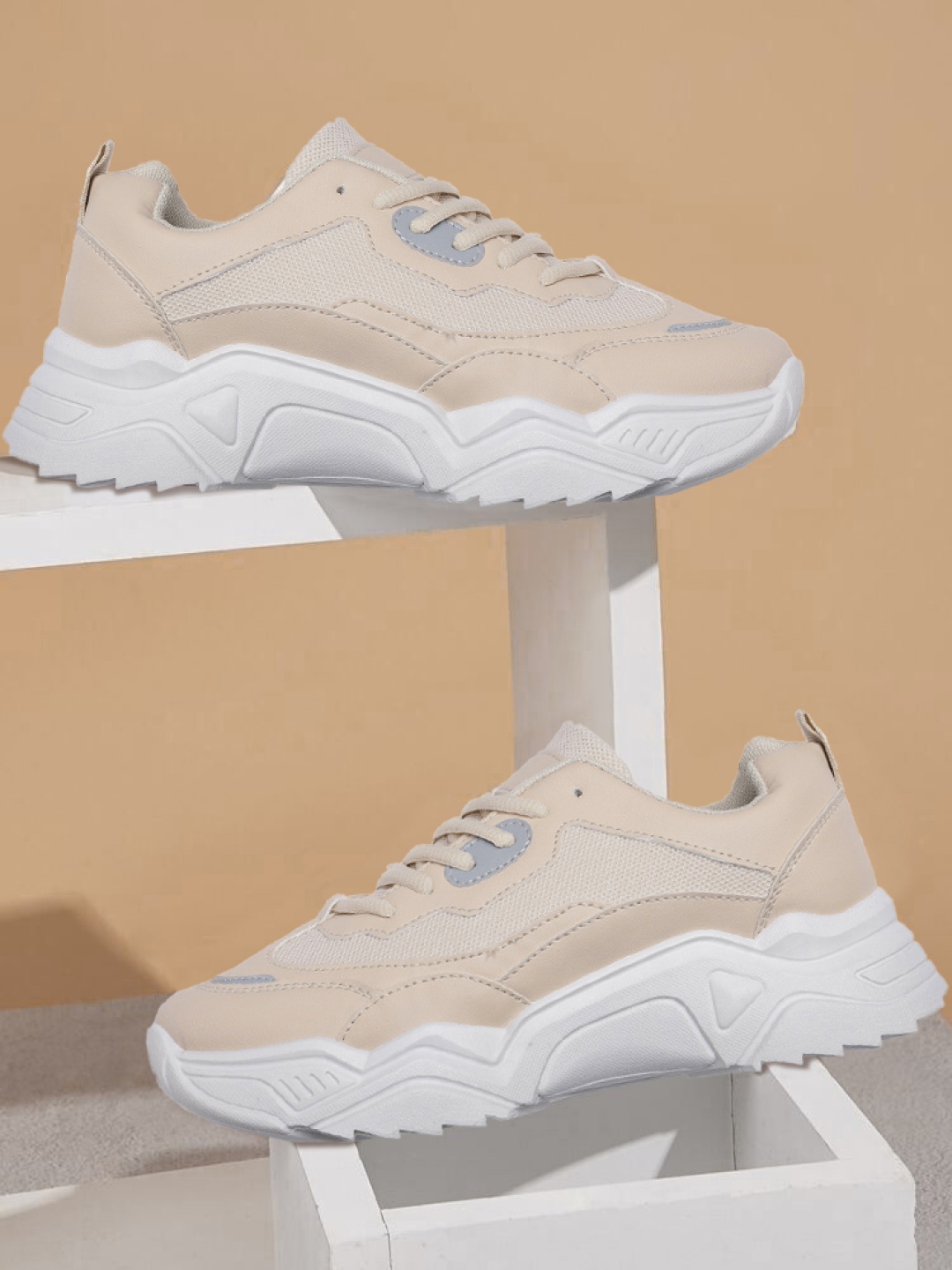 

Mast & Harbour Women Beige Woven Design Sneakers
