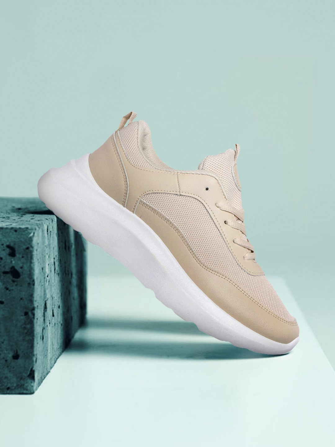 

Mast & Harbour Women Beige Woven Design Sneakers