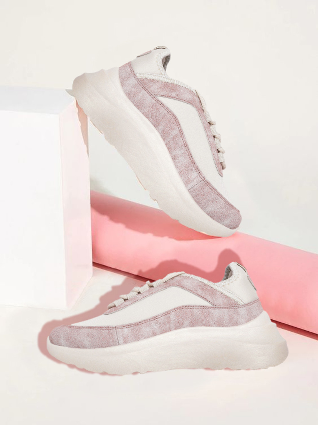 

Mast & Harbour Women Beige & Mauve Solid Sneakers