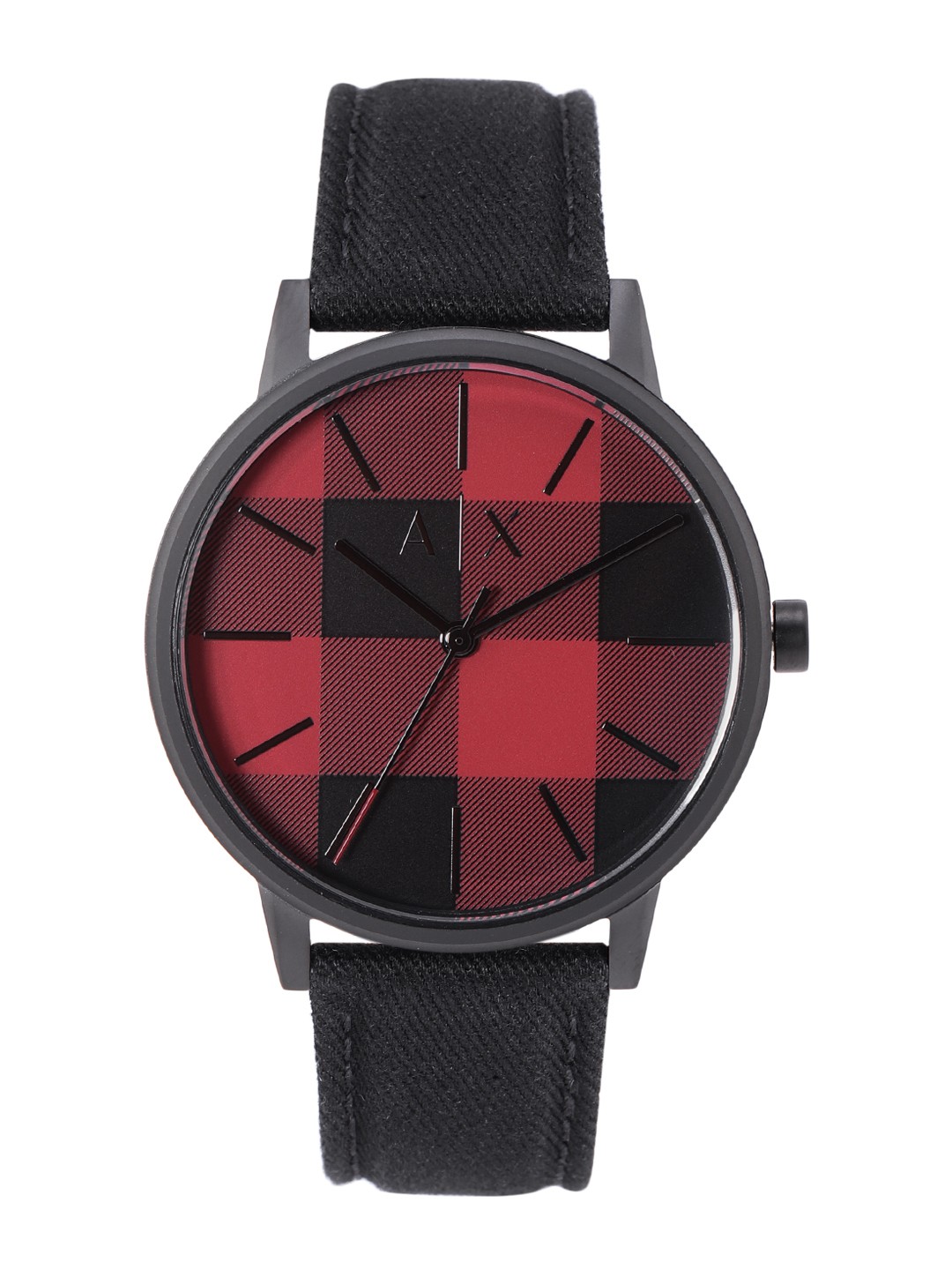 

Armani Exchange Men Maroon Checked Dial & Black Straps Analogue Watch AX2728, Red