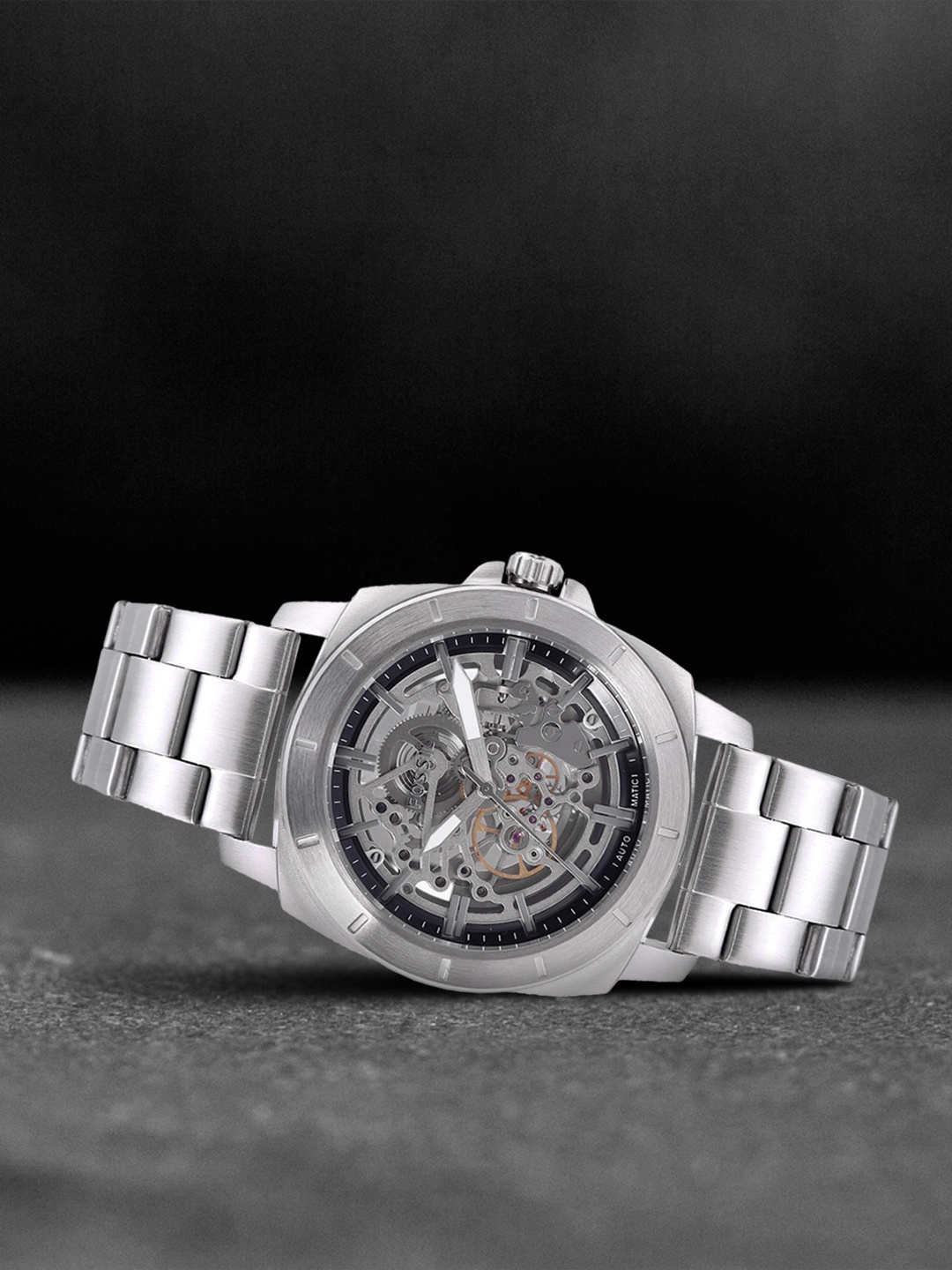 

Fossil Men Silver-Toned Skeleton Analogue Watch BQ2425