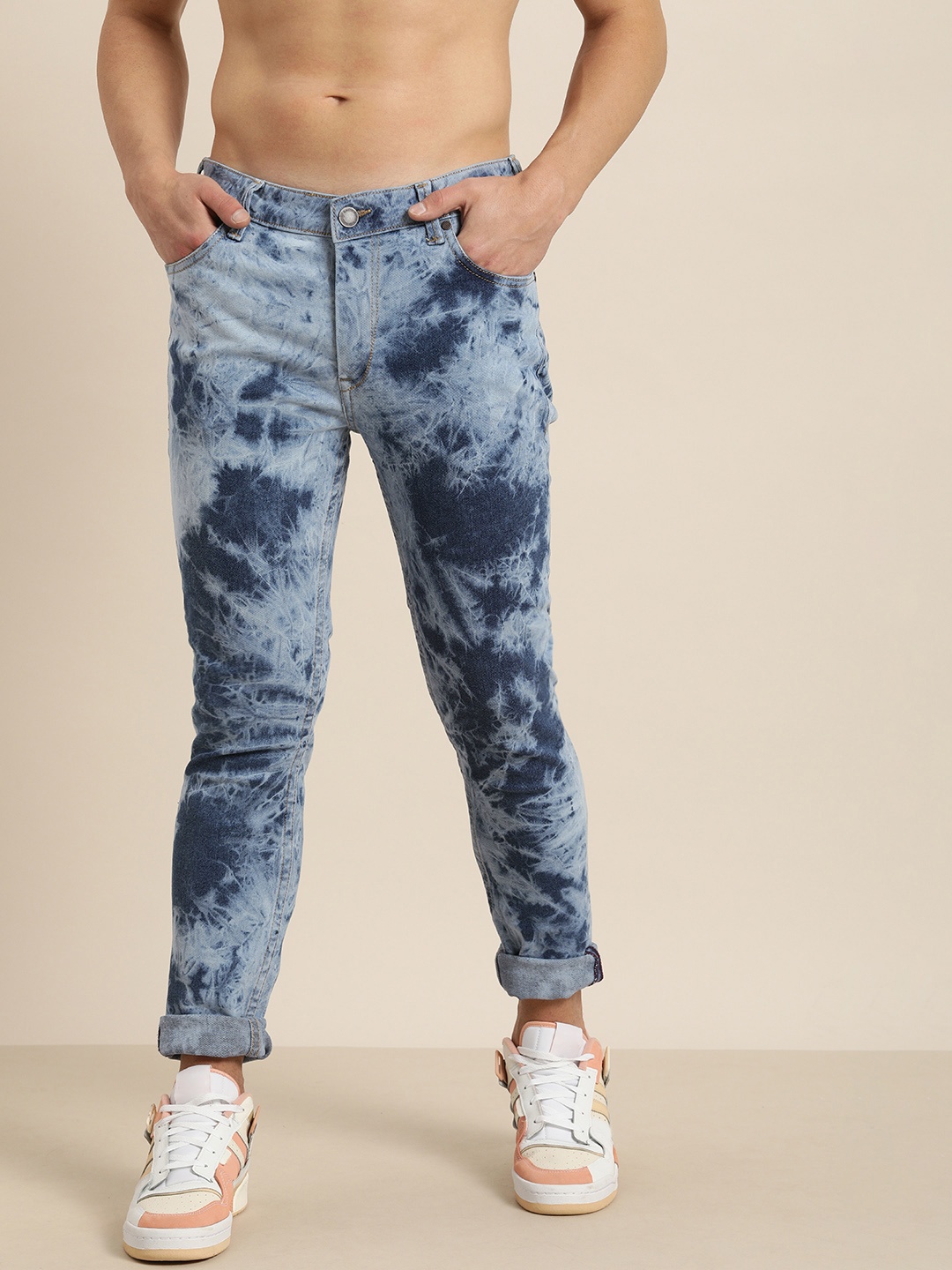 

Moda Rapido Men Blue Skinny Fit Low-Rise Heavy Fade Acid Wash Stretchable Jeans